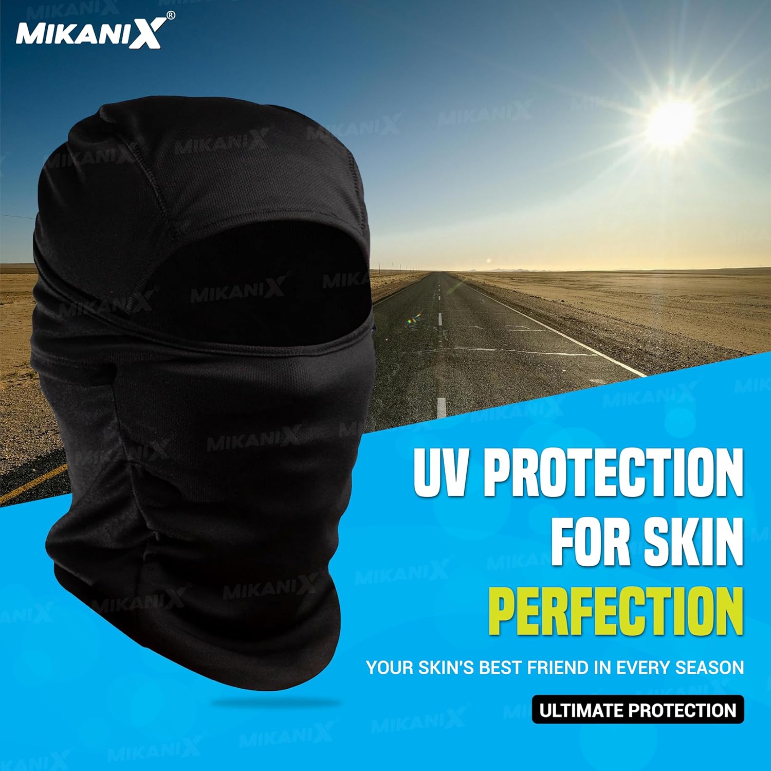BRXR Full Face Motorcycle Balaclava with UV-Protective Goggles I Windproof, Dustproof, Breathable Mask for Biking, Riding, Skiing & Outdoor Adventures (Multi) Multicolour