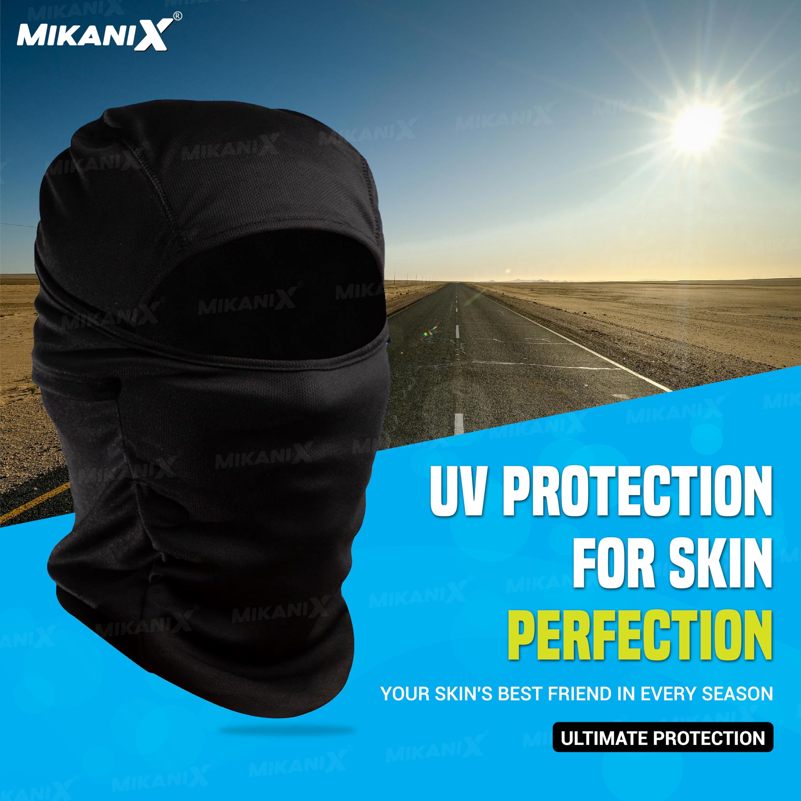 MIKANIX Universal Motorcycle Riding Combo Full Face Balaclava & Off-Road MX Goggles Set for Dirt Bike, ATV, Snowmobile | Windproof, UV Protection, Breathable Gear