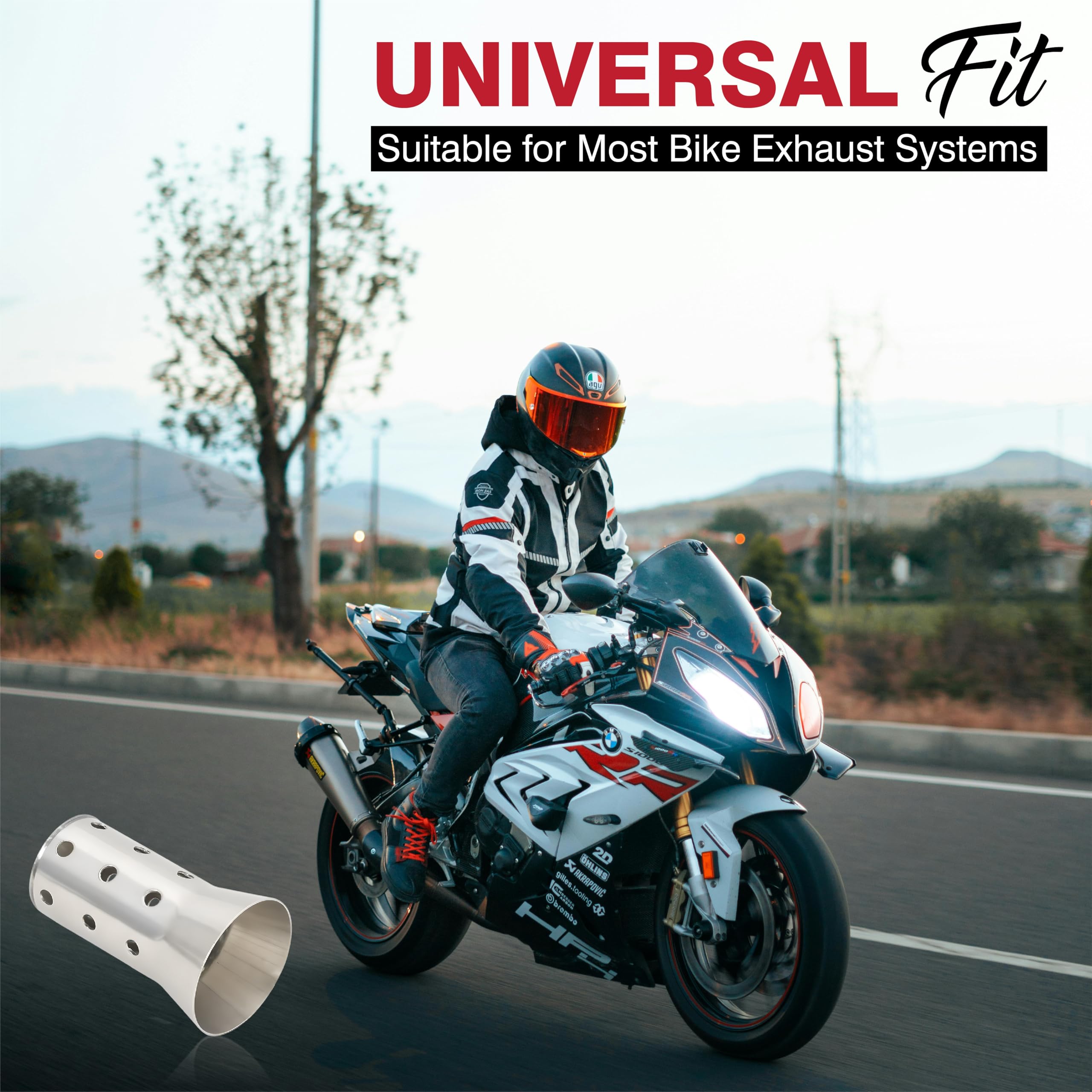 Mikanix Universal Motorcycle Silencer DB Killer | Stainless Steel Silencer Baffle Noise Reducer Muffler Insert | Fits Most Bike Exhaust Pipes | Easy Installation for Motorbikes & Scooters