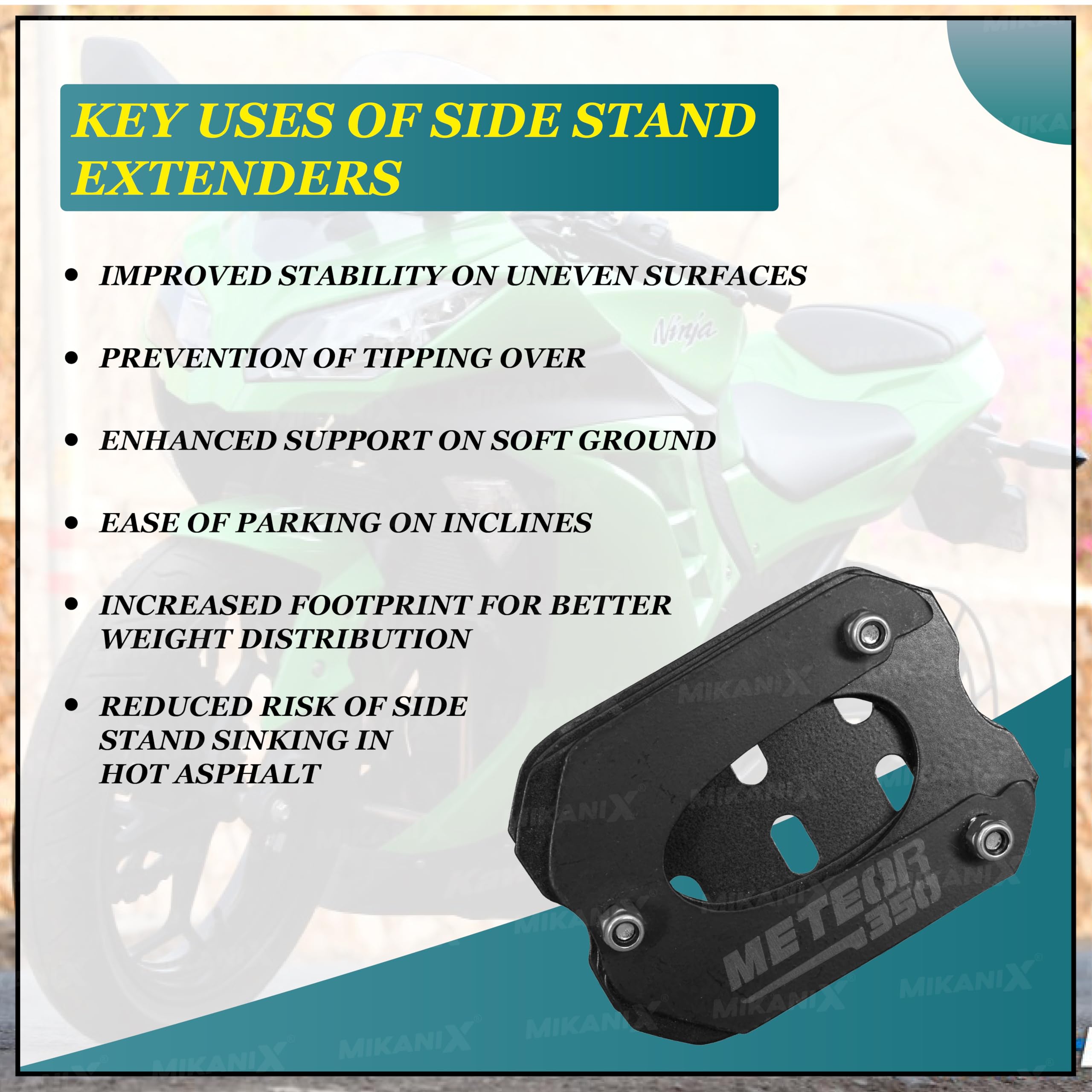 OBEROI'S TRADERS Stainless Steel Side Stand Extender Compatible with Royal Enfield Meteor 350