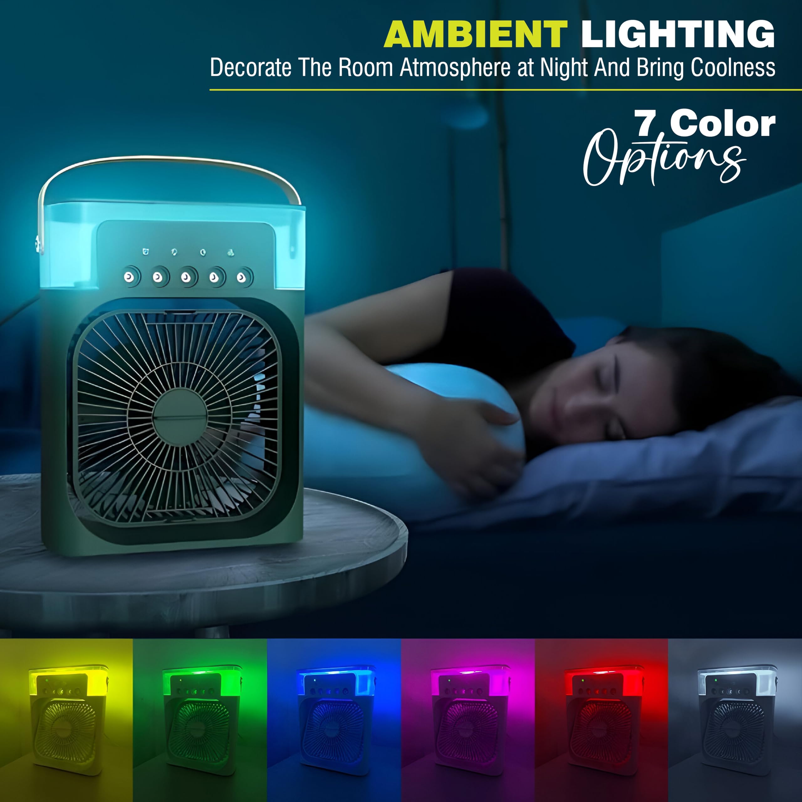 OBEROI'S TRADERS 1 YEAR REPLACEMENT WARRANTY Mini Cooler Fan for Room, Kitchen, Home & Office Desk | USB Cable, 3 Wind Speed Mode With Cooling Misting Fan