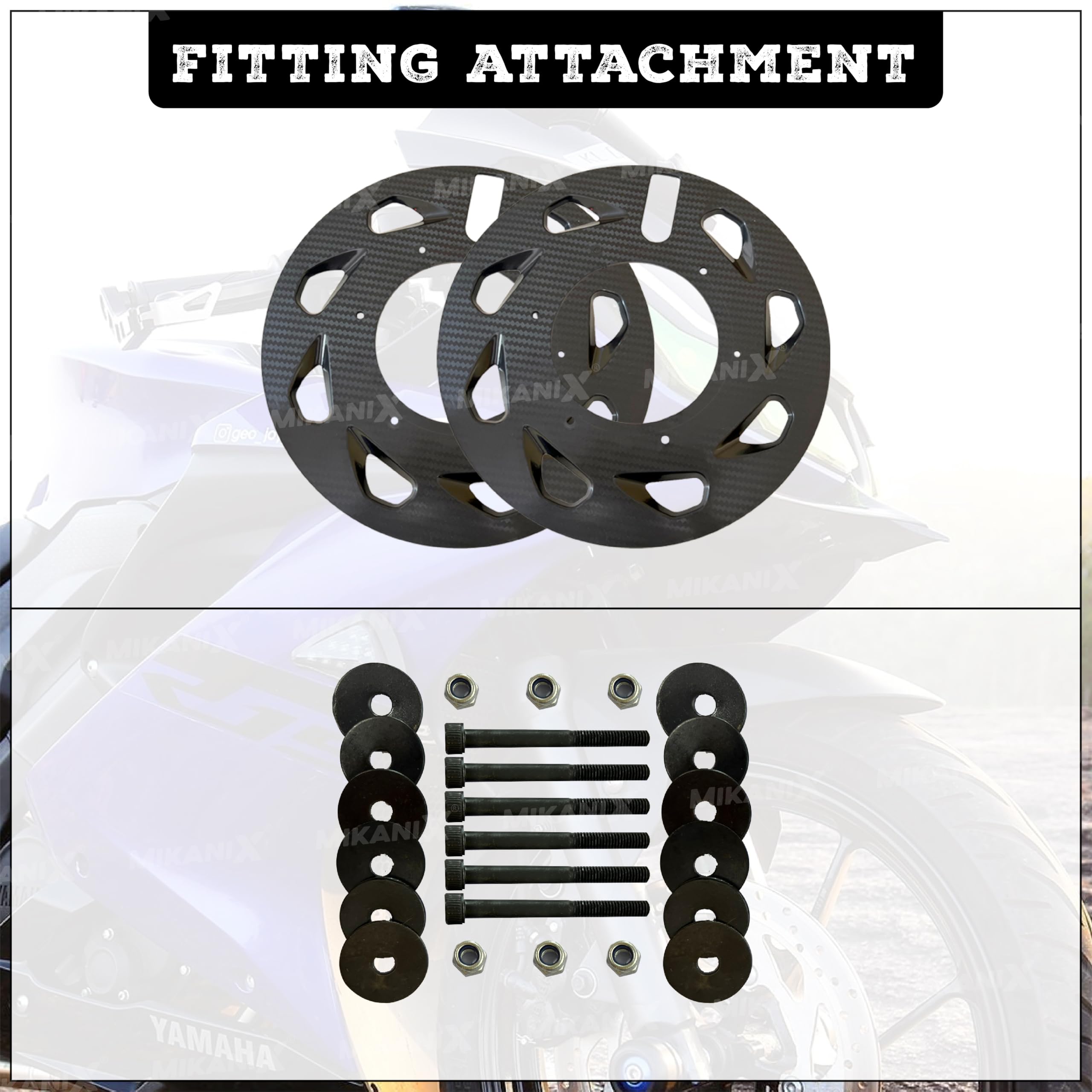 OBEROI'S TRADERS Carbon Finish Front/Rear Pro Disc Wheel Cover | Alloy Hubcap Cover 17 Inch Bike Fairing Kit Compatible with Yamaha R15 V2 / V3 / V4 & M