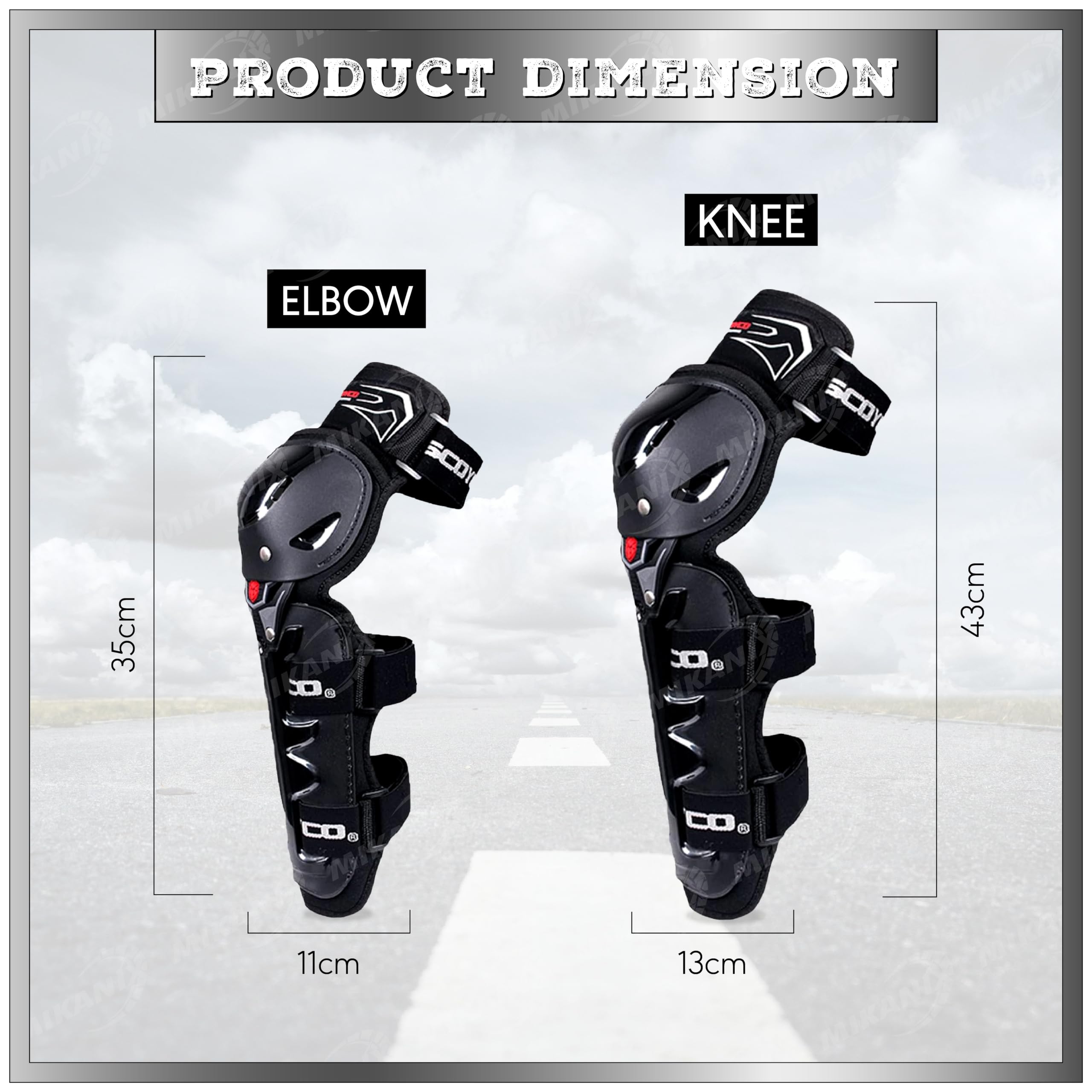 OBEROI'S TRADERS Bike Knee & Elbow Guards | Breathable & Adjustable Shin Pad Guard | Unisex Armor Protective Gear for Motorcycle Riding, Racing & Cycling
