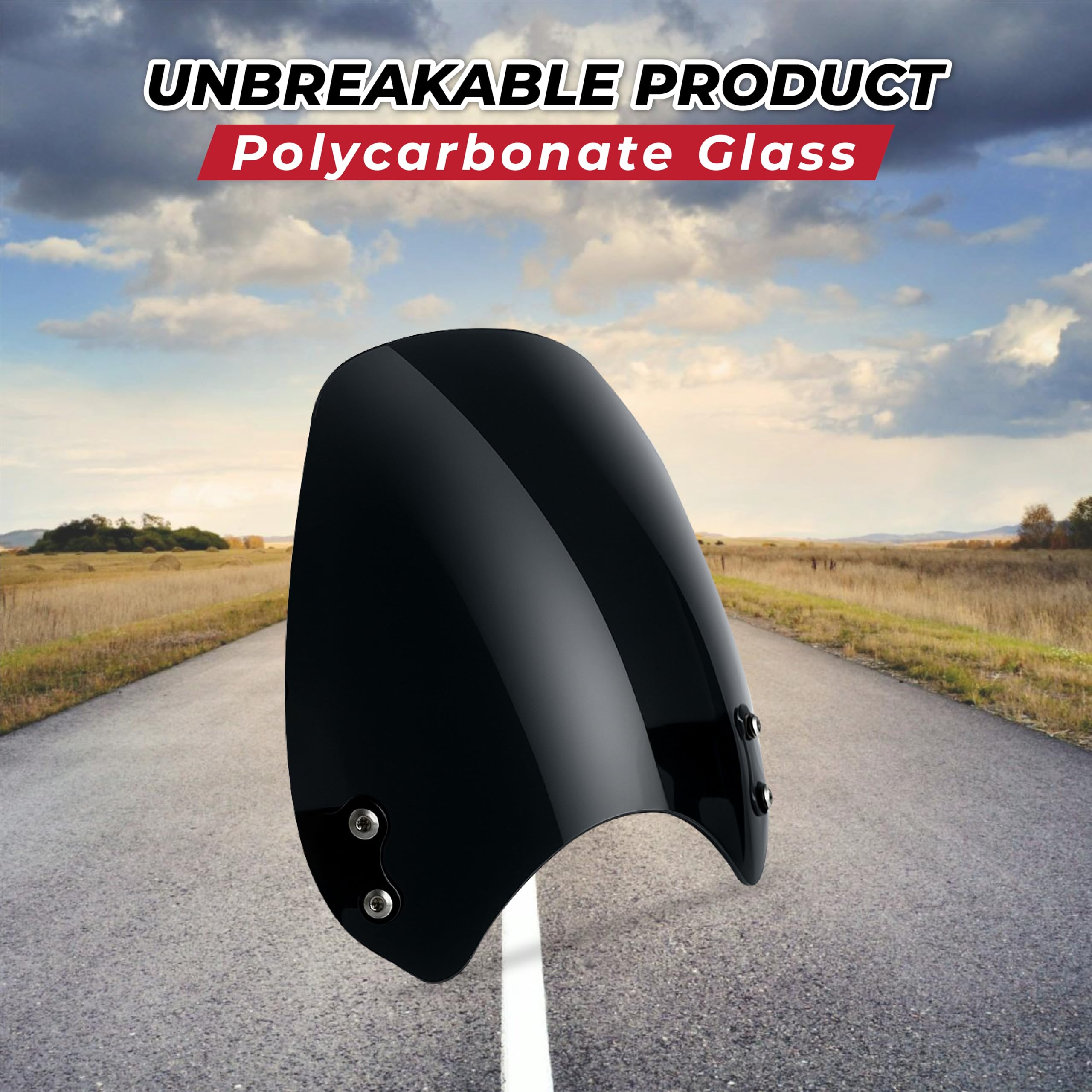 MIKANIX Hunter 350 Visor Glass 2025 Model | Unbreakable Headlight Visor | Bike Windshield Protector & Wind Deflector | Motorcycle Front Fairing Kit I Black