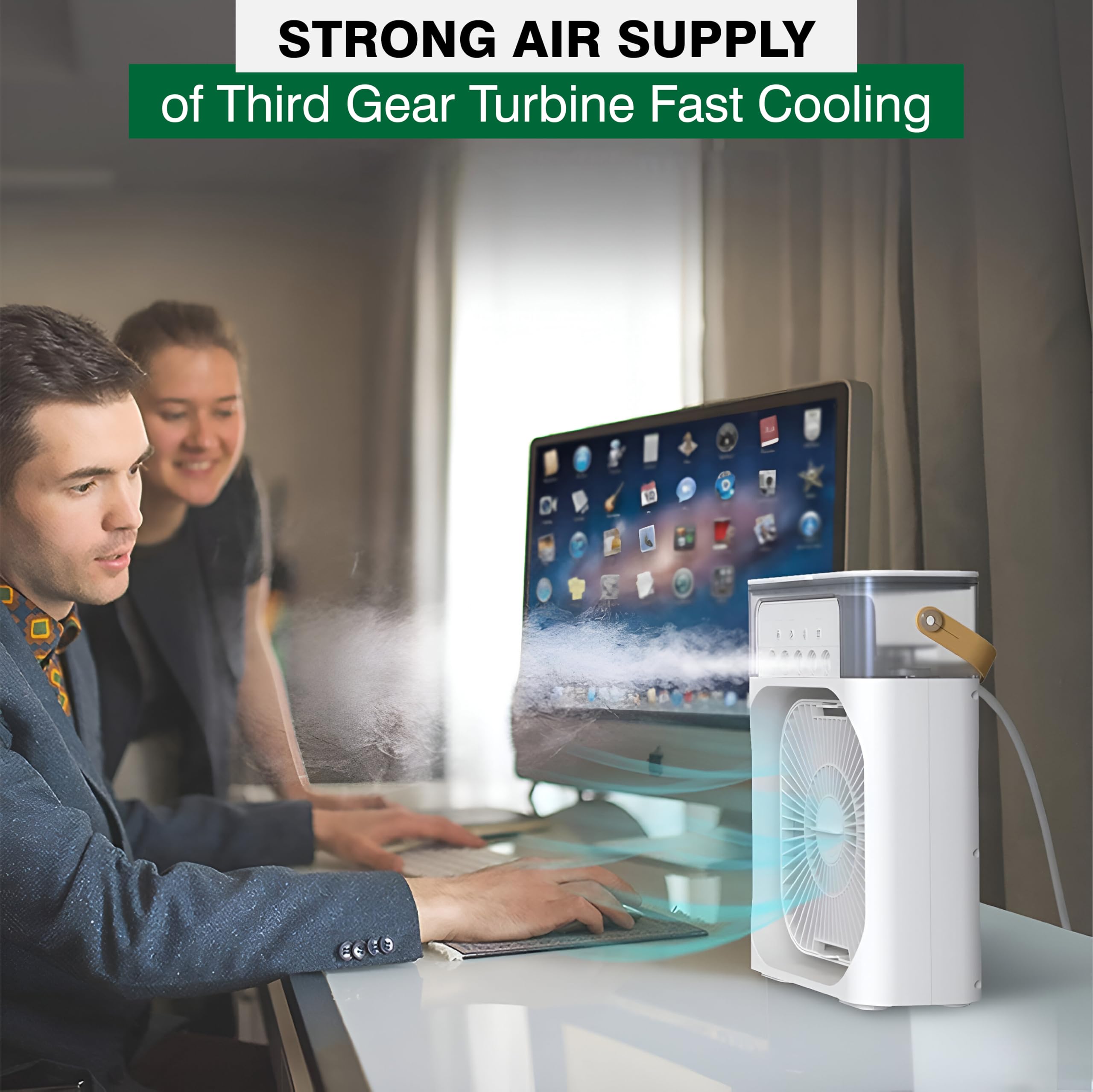 OBEROI'S TRADERS 1 YEAR REPLACEMENT WARRANTY Mini Cooler Fan for Room, Kitchen, Home & Office Desk | USB Cable, 3 Wind Speed Mode With Cooling Misting Fan