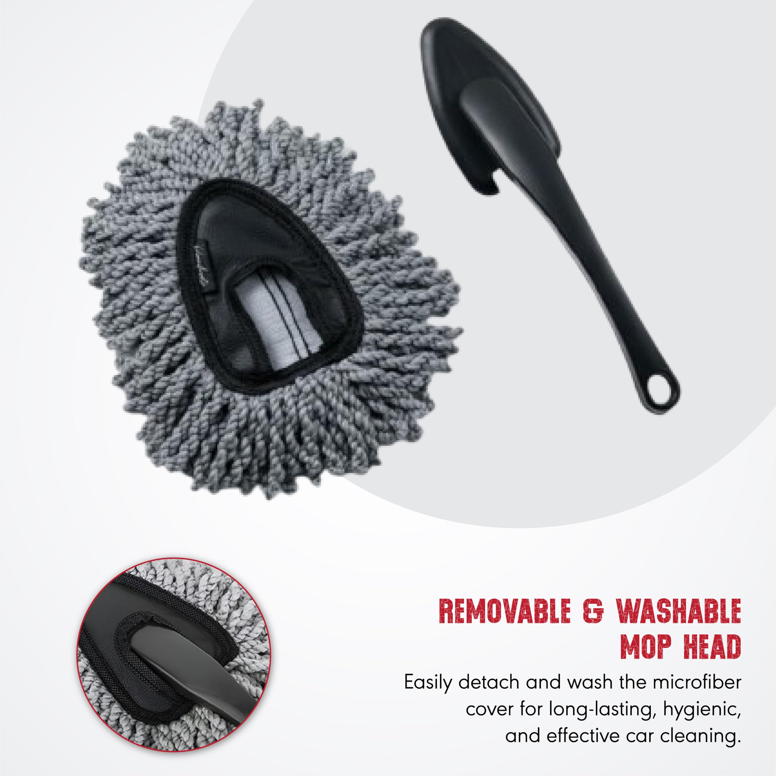 OBEROI'S TRADERS Car Duster Cleaning Brush with Removable Microfiber Mop Head & Long Handle | Scratch-Free, Lint-Free, Washable | Ideal for Car, Bike, SUV Cleaning