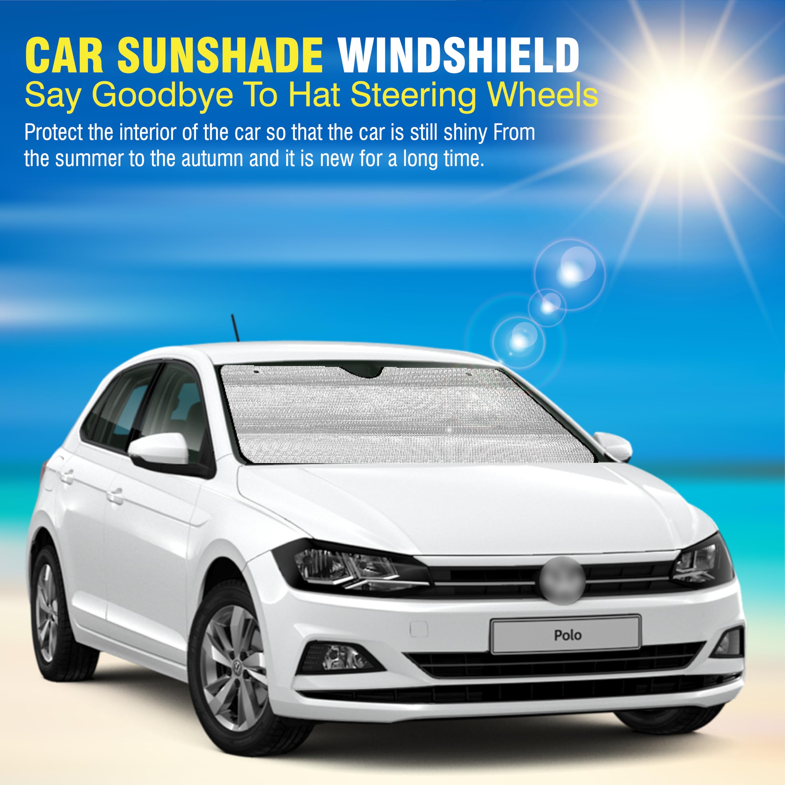 MIKANIX Car Windshield Sunshade Foldable Reflective Aluminum Foil Sun Shade Protector for UV Rays & Heat | Front Window Shield Sun Visor for Car, SUV, Van | Universal Fit