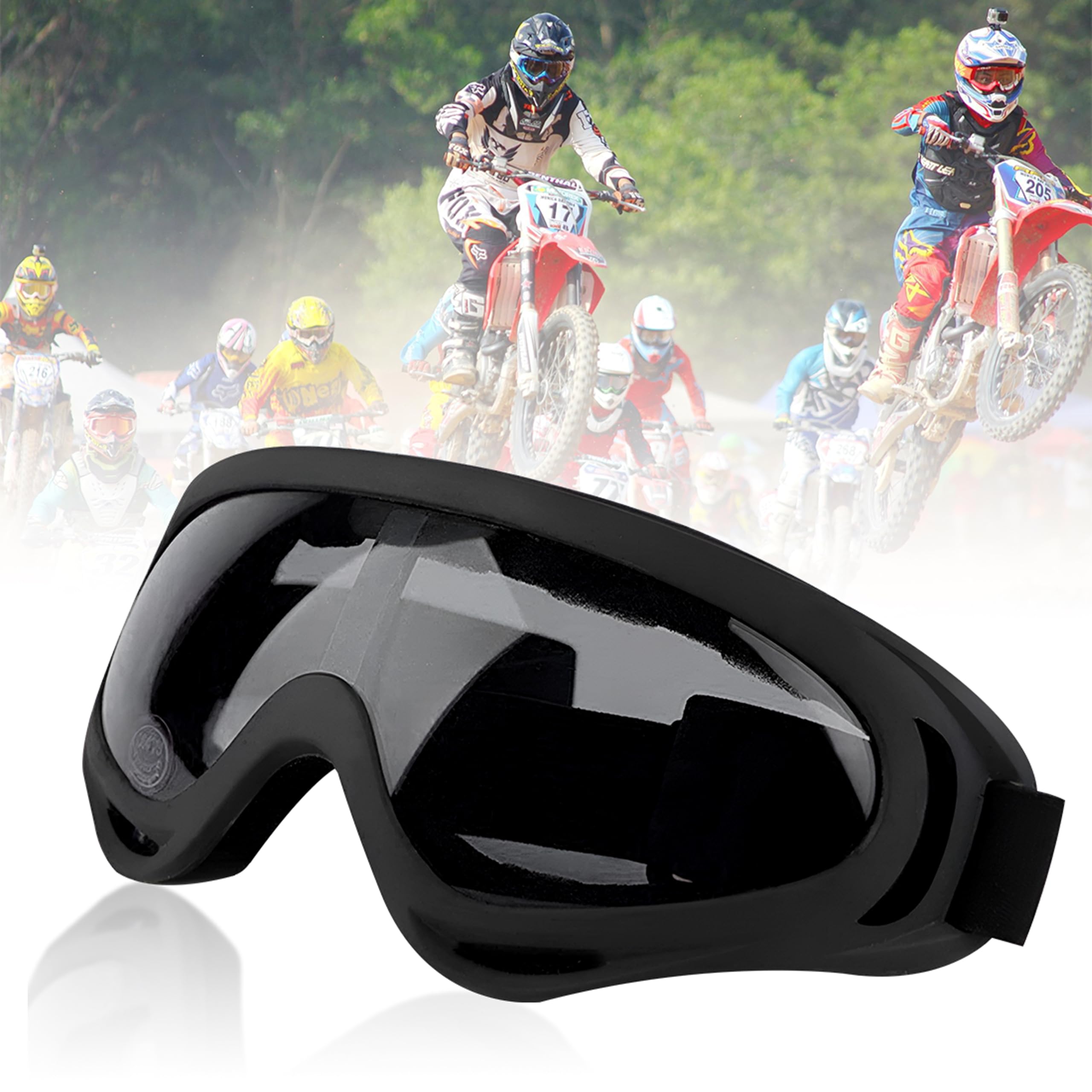 Foam, Glass Motorcycle Helmet Goggles I Anti-UV, Windproof Eyewear for ATV, Bike & Outdoor Activities (BLACK)