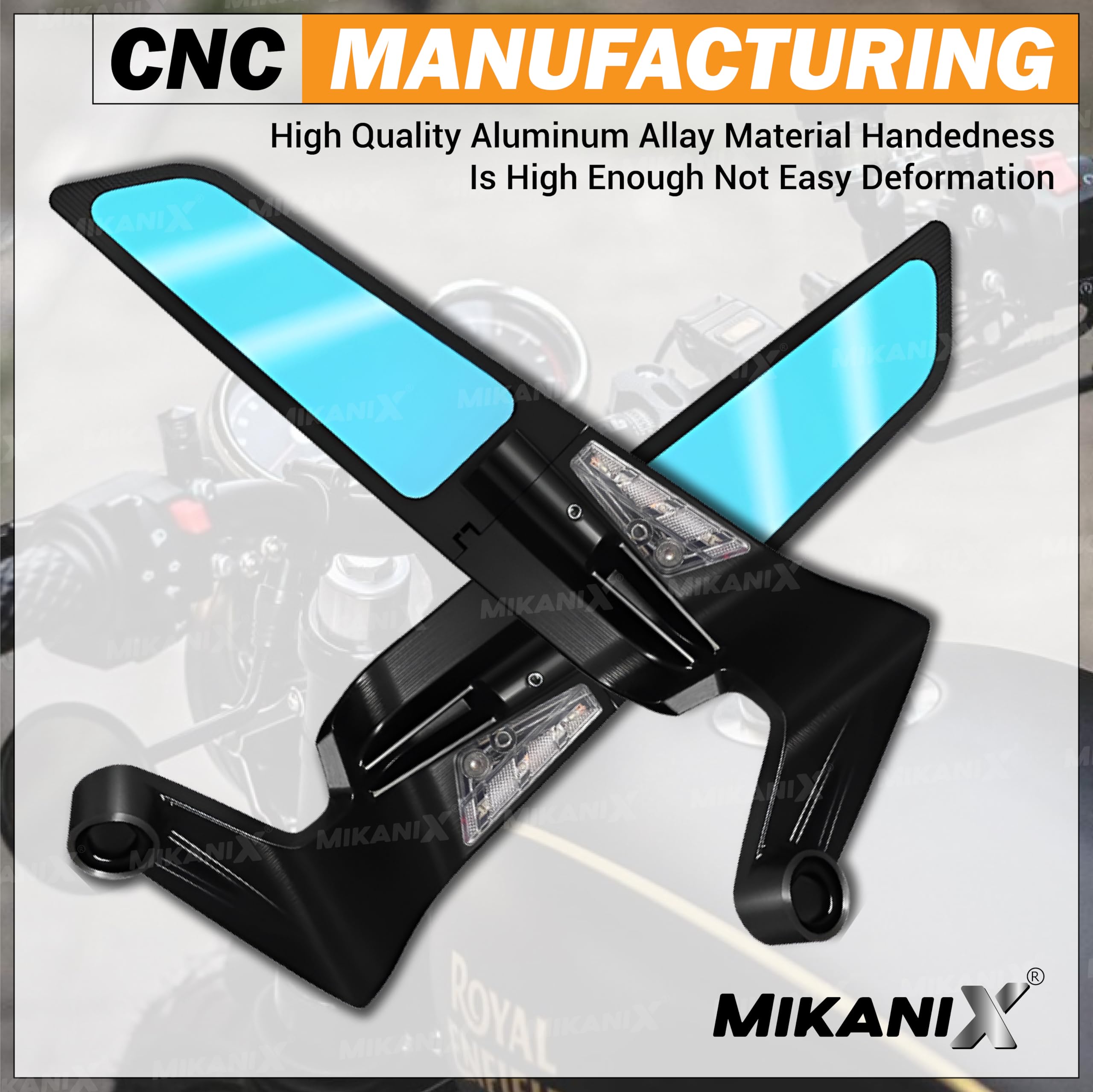 MIKANIX Bike Rear View LED Side Handle Bar York Nut Fitting Mirror | Stealth Convex Glass Mirror For KTM Duke 125 | 200 | 250 | 390