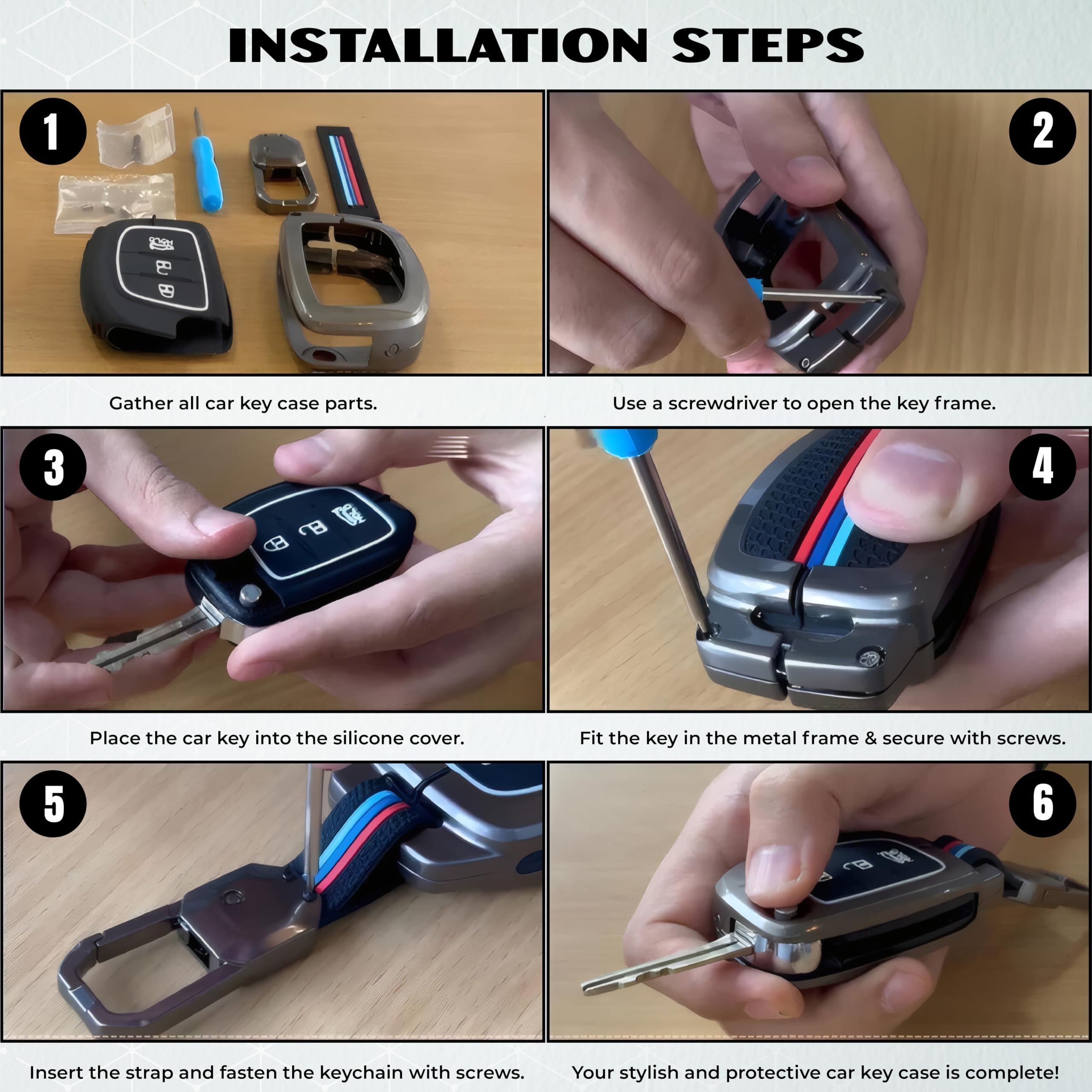 MIKANIX Premium Metal Car Key Cover | Zinc Alloy Smart Key Case | Silicone Protective Key Shell | Stylish Sporty Design | Universal Car Key Protection Cover for Smart Remote Key