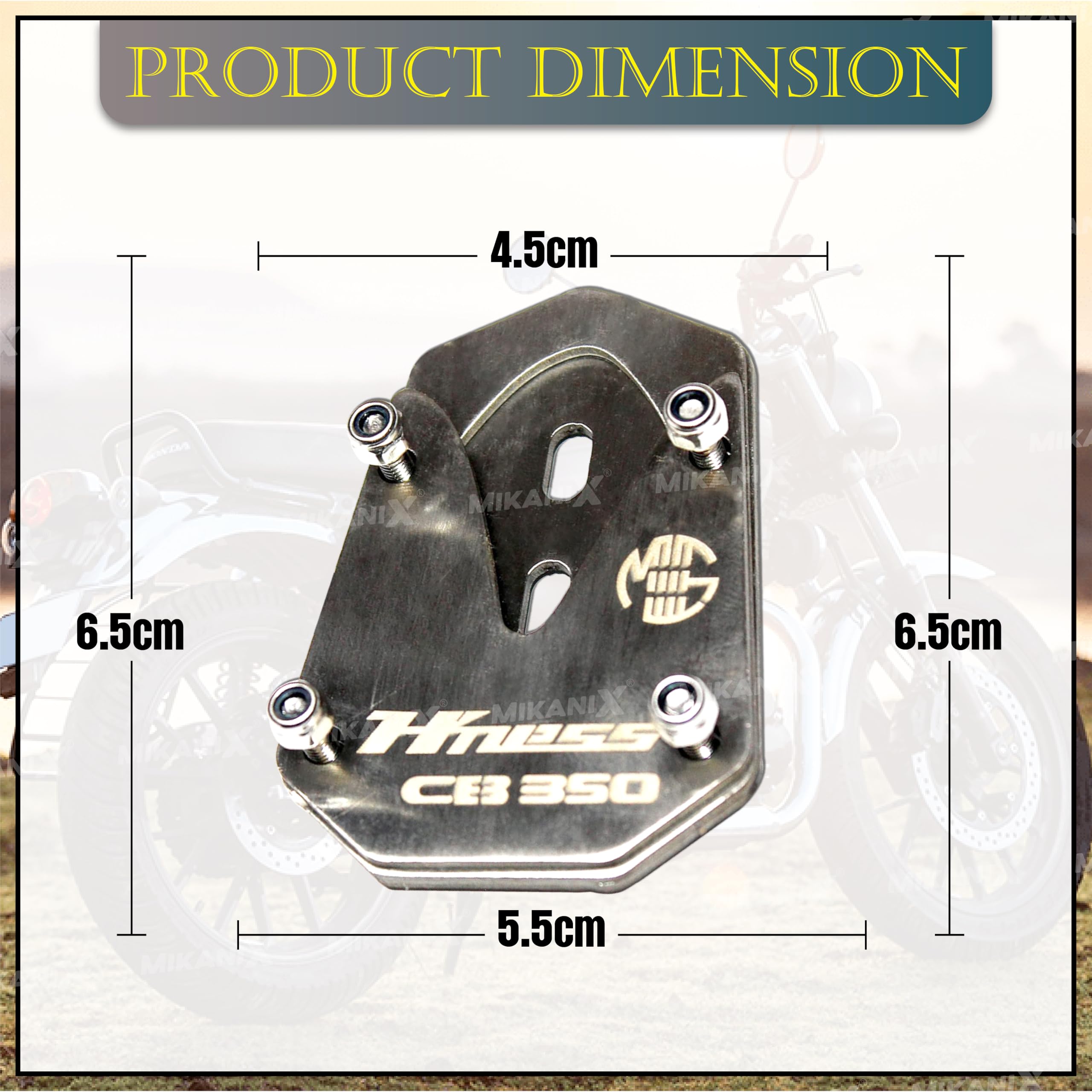 OBEROI'S TRADERS Stainless Steel Side Stand Extender Compatible with Honda H'nees CB350 (Black)