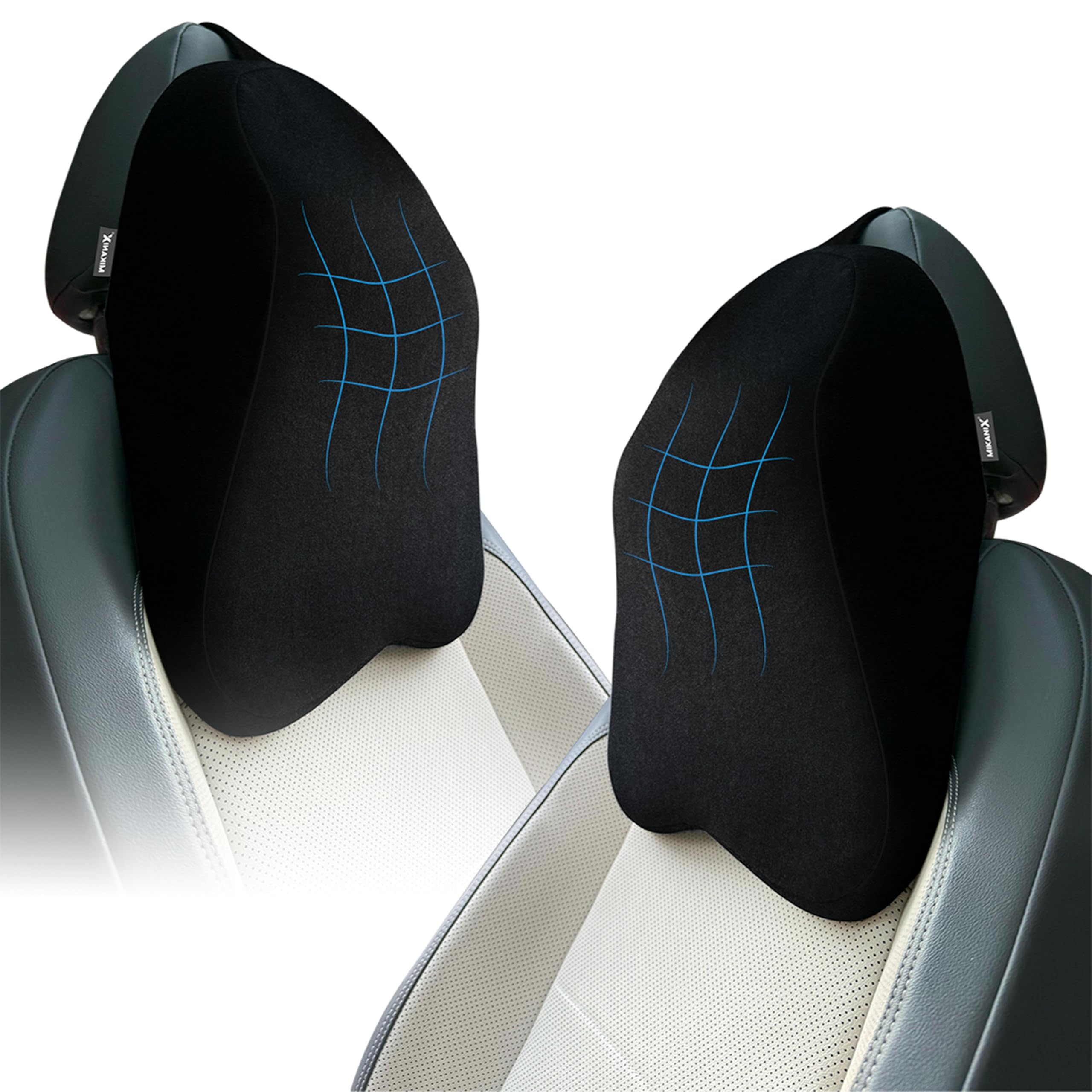 OBEROI'S TRADERS Car Neck Rest Pillow | Seat Cushion | 2 Years Warranty | Ultra Soft Memory Foam for Neck and Cervical Support to Relief Neck Pain & Reduced Tension (Velvet Black (Pack of 2))