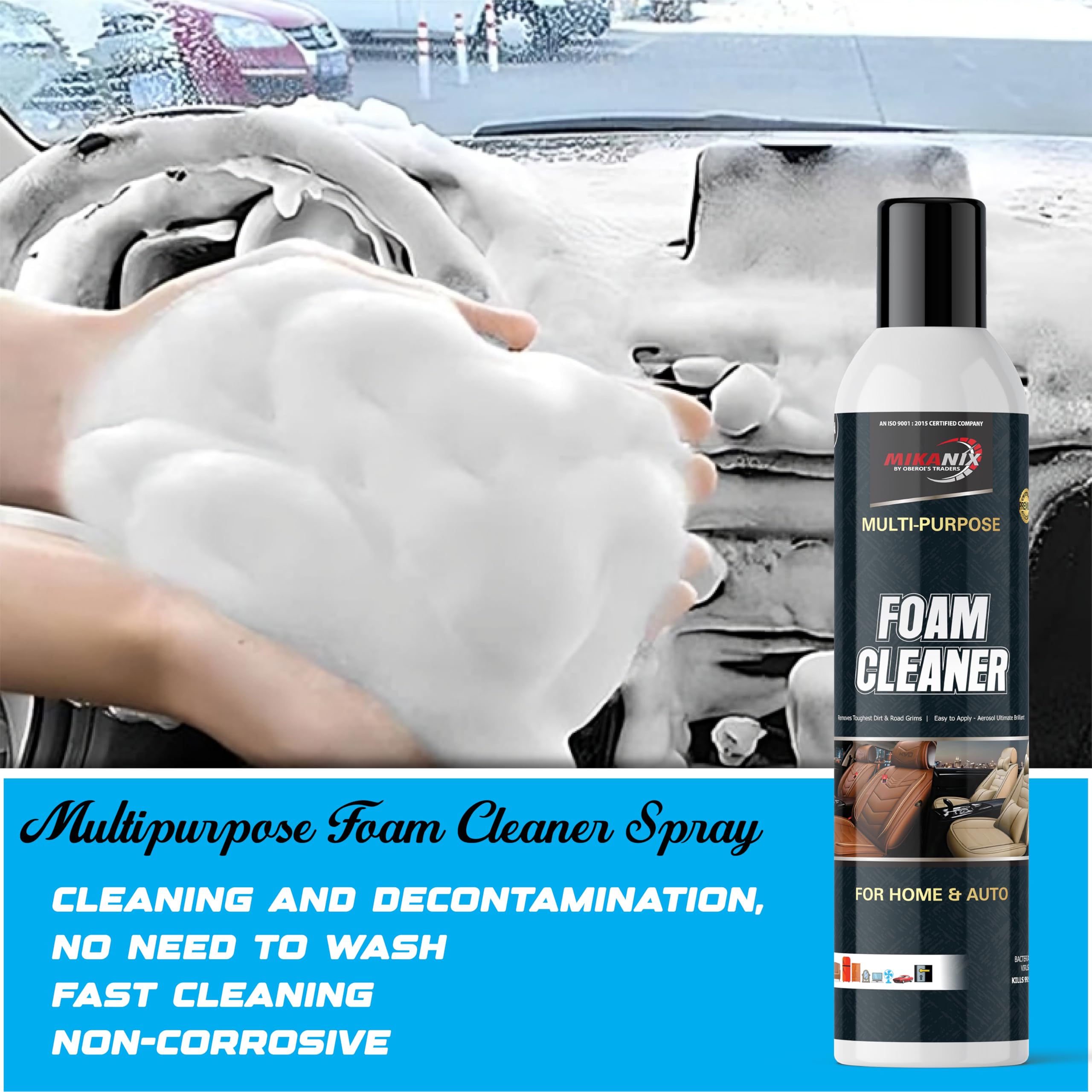 MIKANIX Combo of Chenille Microfiber Dual-Sided Car Duster Glove + Helmet Foam + Car & Bike Polish + Foam Cleaner Spray