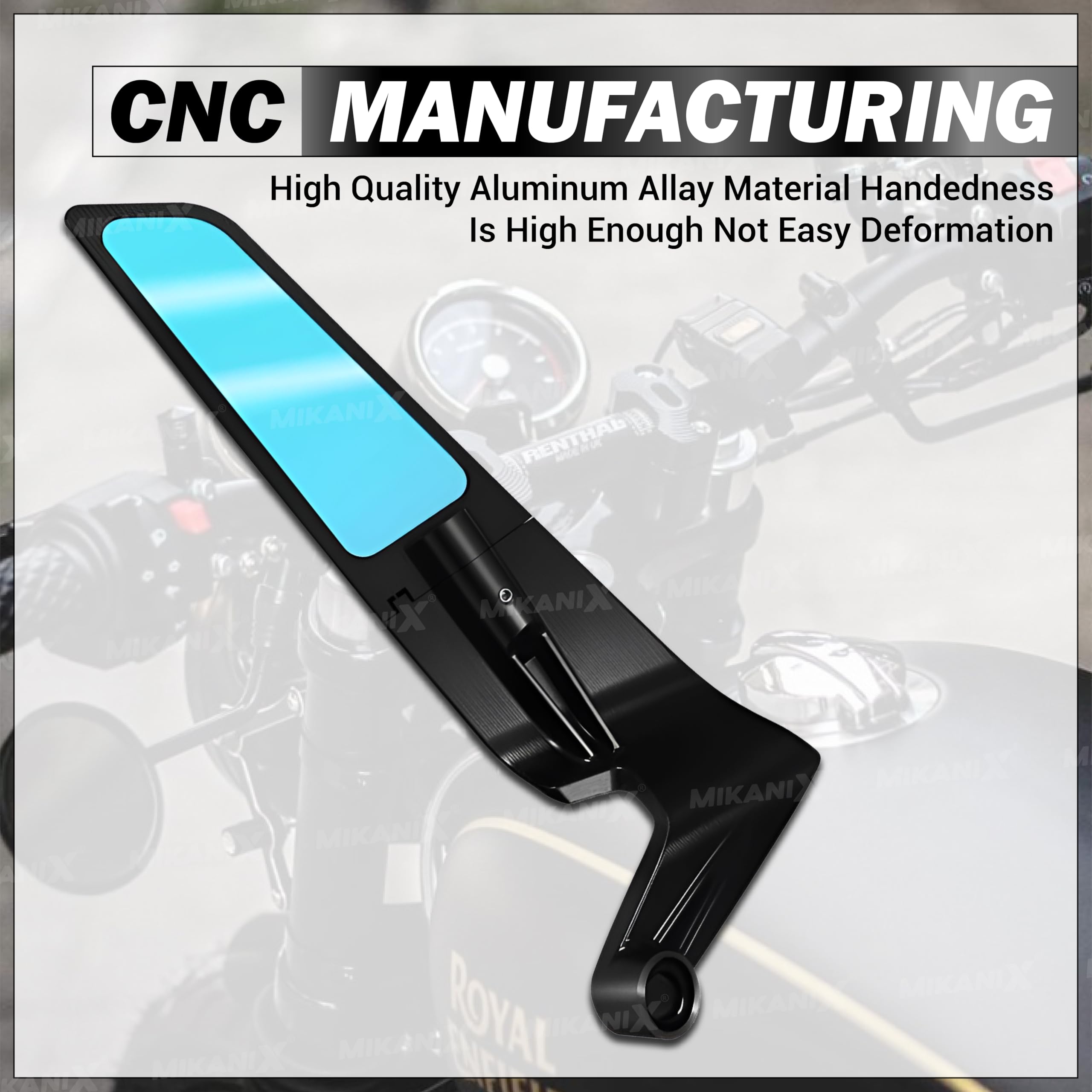 MIKANIX Bike Rear View Side Handle Bar Mirror | York Nut Fitting | Stealth Convex Glass for KTM Duke 125 | 200 | 250 | 390