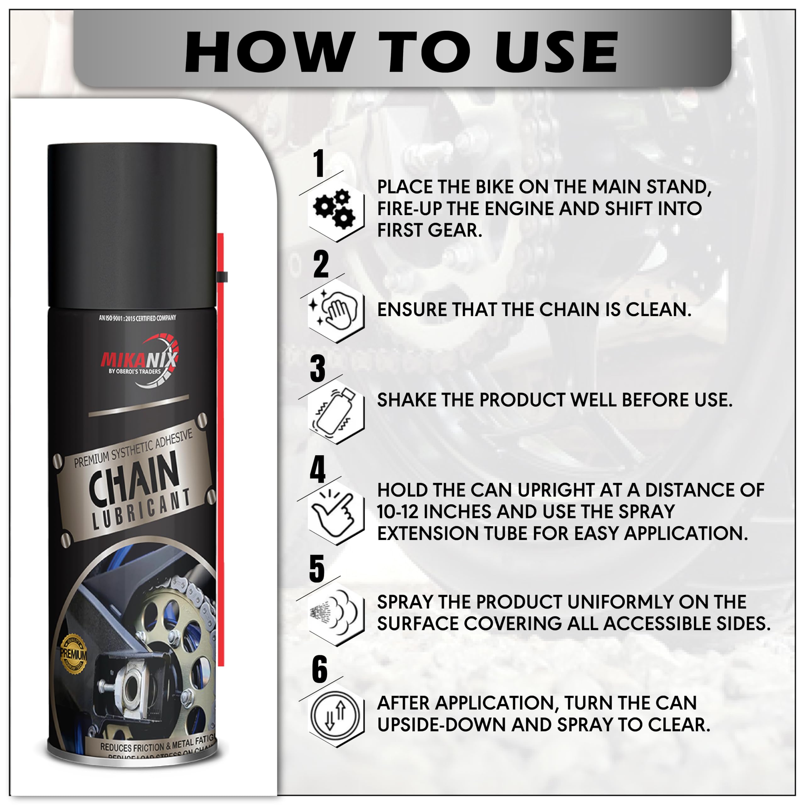 OBEROI'S TRADERS Bike Chain Lube Degreaser Spray with Cleaning Brush for Motorbike & Bicycle | Cleans | Shines & Protects Chain (Pack of 2)