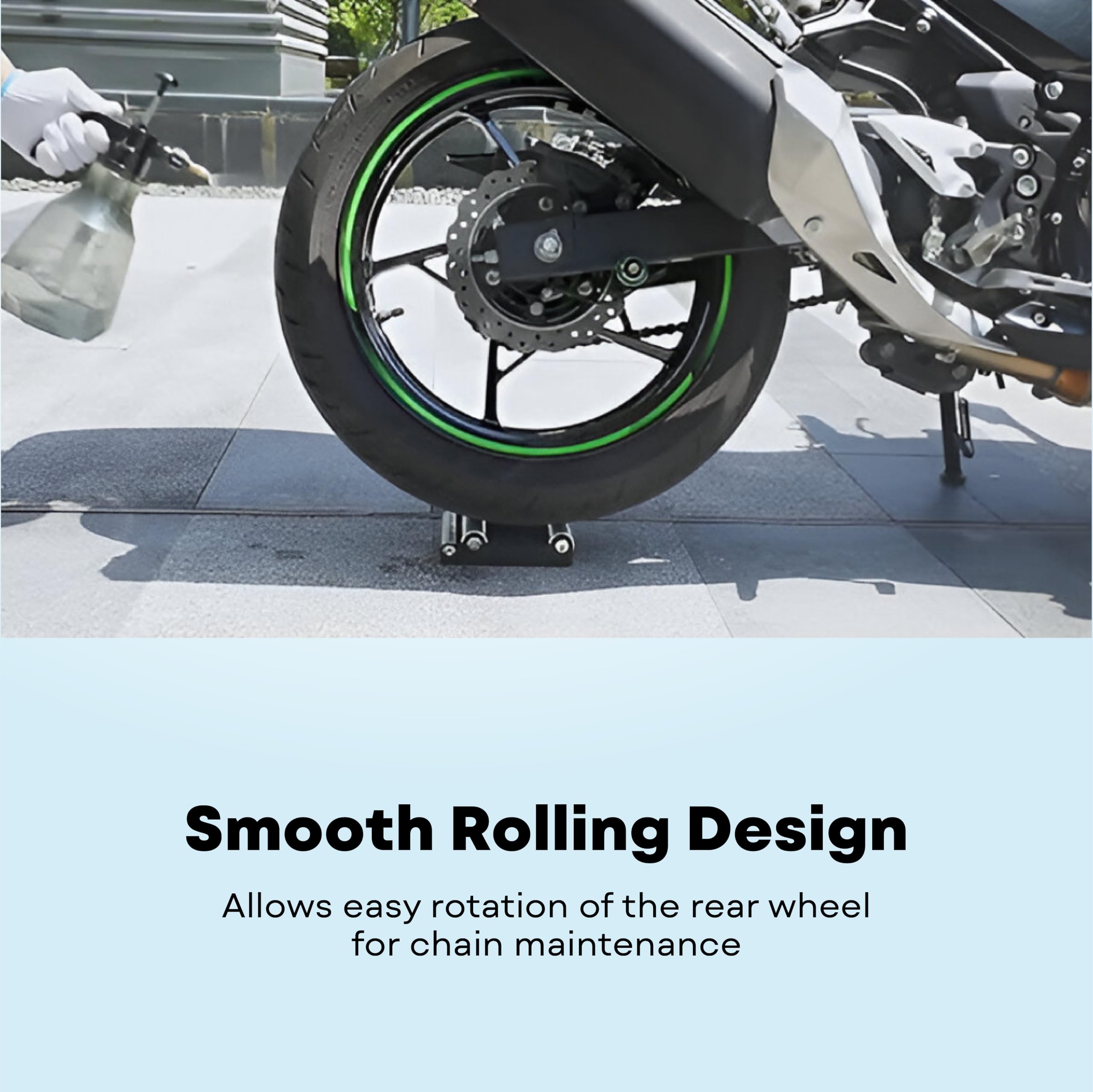MIKANIX Universal Bike Service Stand Wheel Roller | Heavy-Duty Motorcycle Chain Cleaning & Lubrication Tool for Easy Wheel Rotation at Home Garage