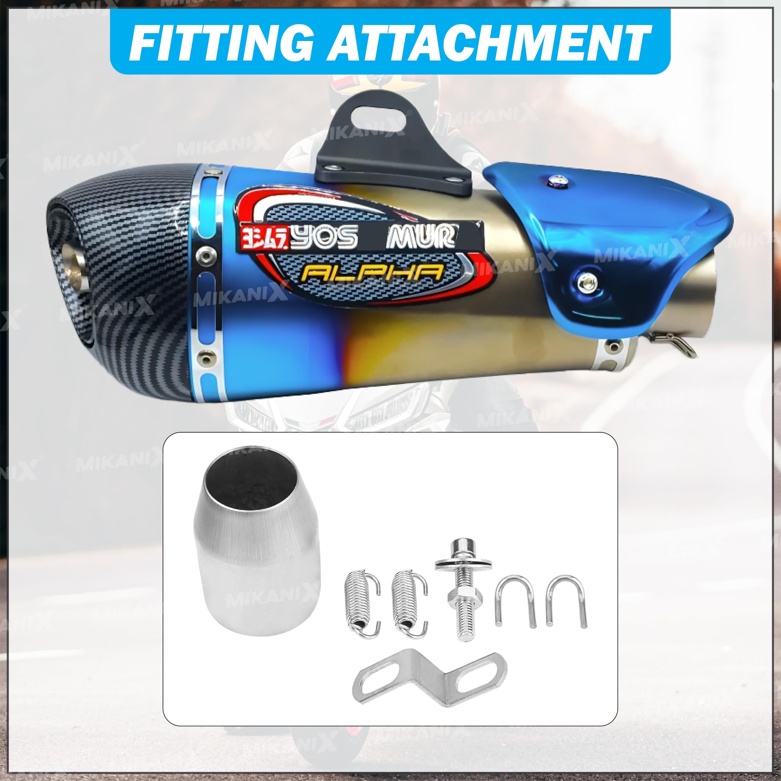 Universal Alpha Racing Sports Silencer/Exhaust Muffler Pipe, Slip-on Exhaust System for Bike/Motorcycle
