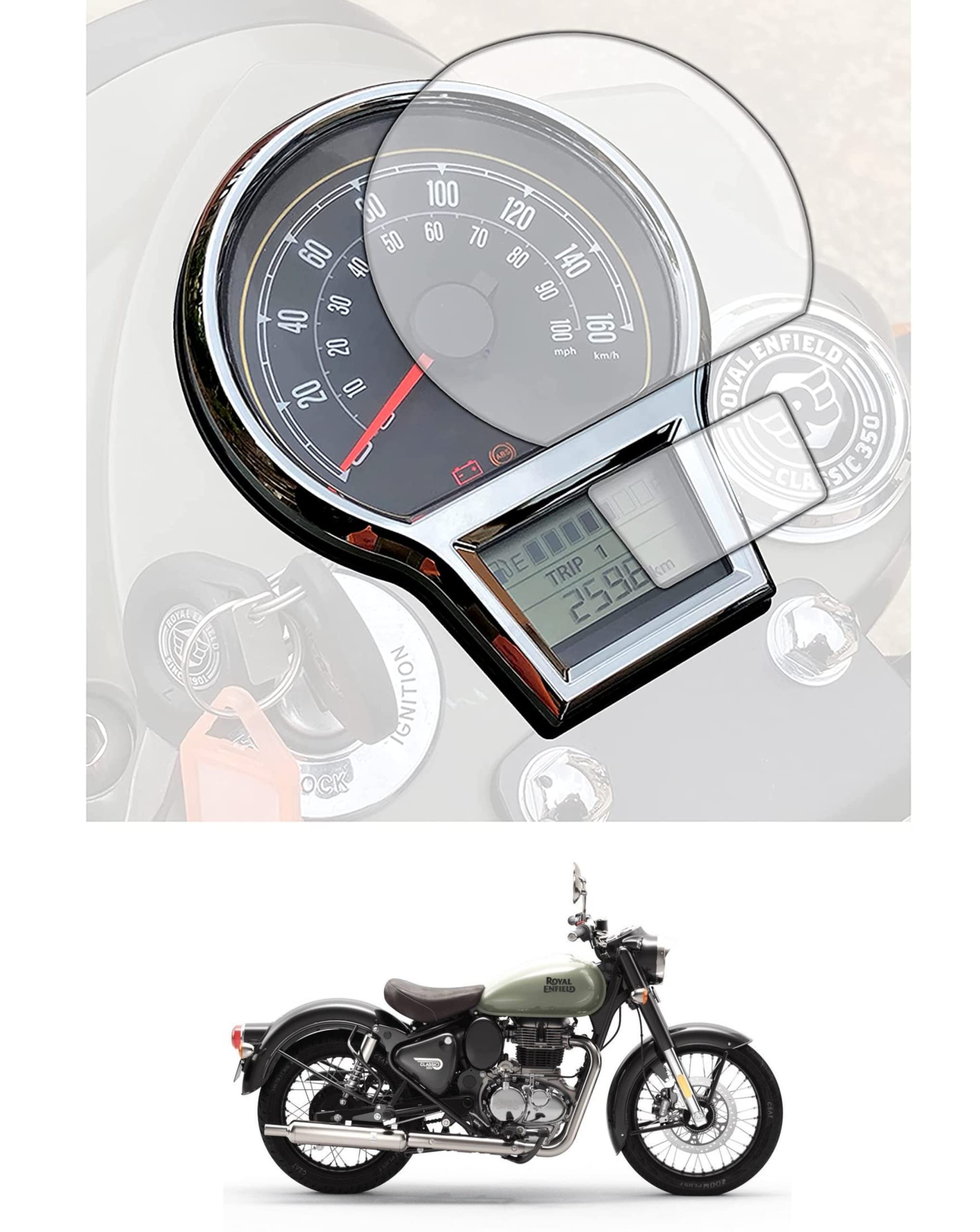MIKANIX Bike Speedo Meter Display Screen Guard Tempered Anti Scratch Protector for Classic Reborn 350