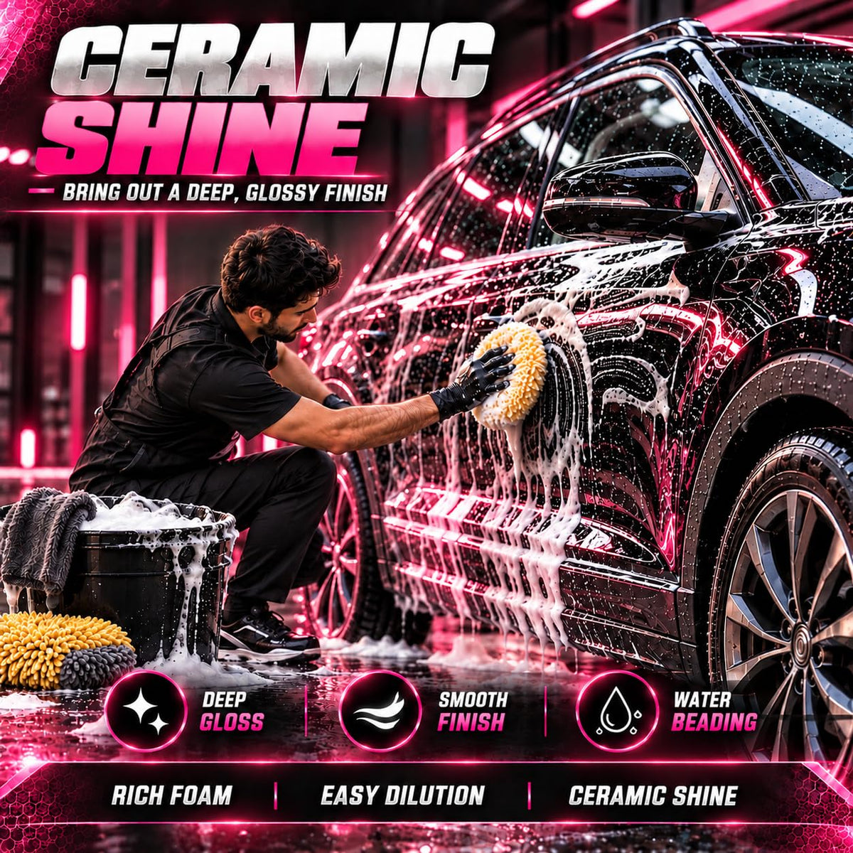 MIKANIX Car Wash Foam Blaster Concentrated Shampoo with Ceramic Shine | High Foam Car Wash Liquid for Cars & Bikes | Car Cleaning Shampoo ( 5 LTR )