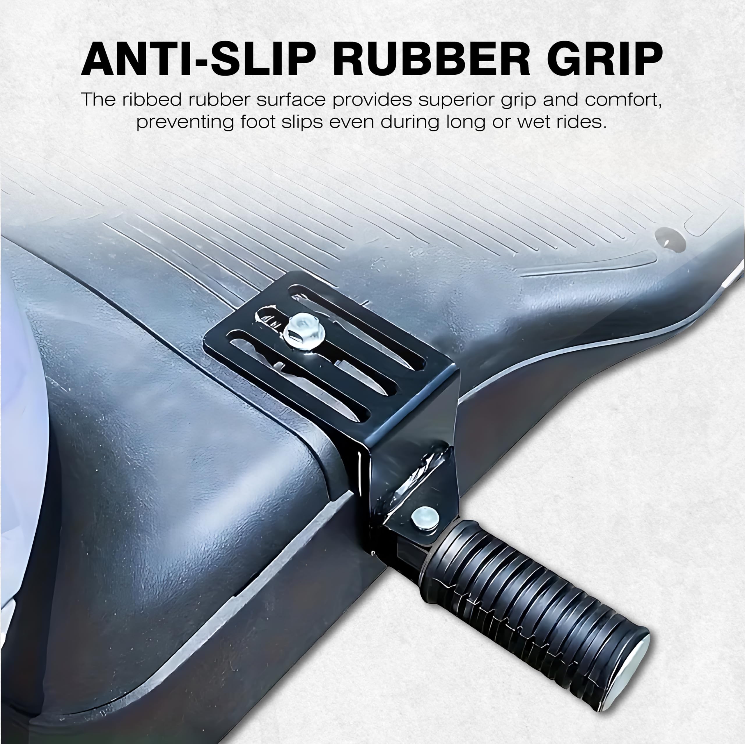 MIKANIX Universal Scooty Footrest | Foldable Metal Foot Pegs | Heavy-Duty Footrest with Non-Slip Rubber Grip | Comfortable Ride Foot Rest Compatible with Scooty | Fits All Two Wheelers