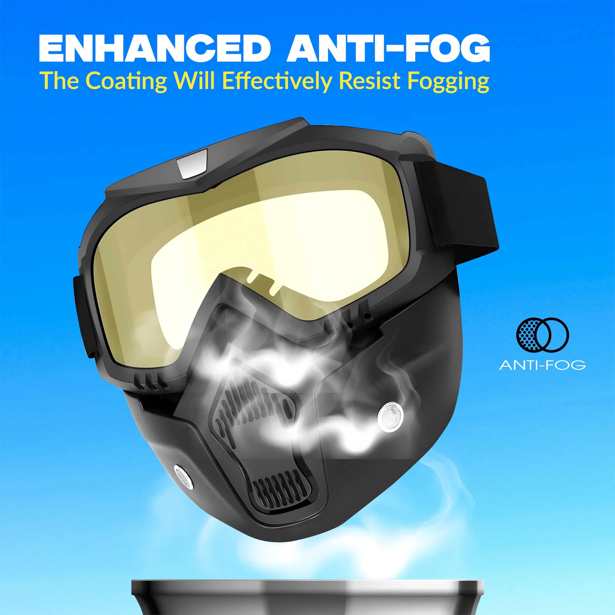 MIKANIX Bike Riding Goggle Mask Anti Scratch UV Protective Face & Eyewear Windproof Dirt Shield With Detachable Mouth Filter For Cycling, Bike Off Road Racing