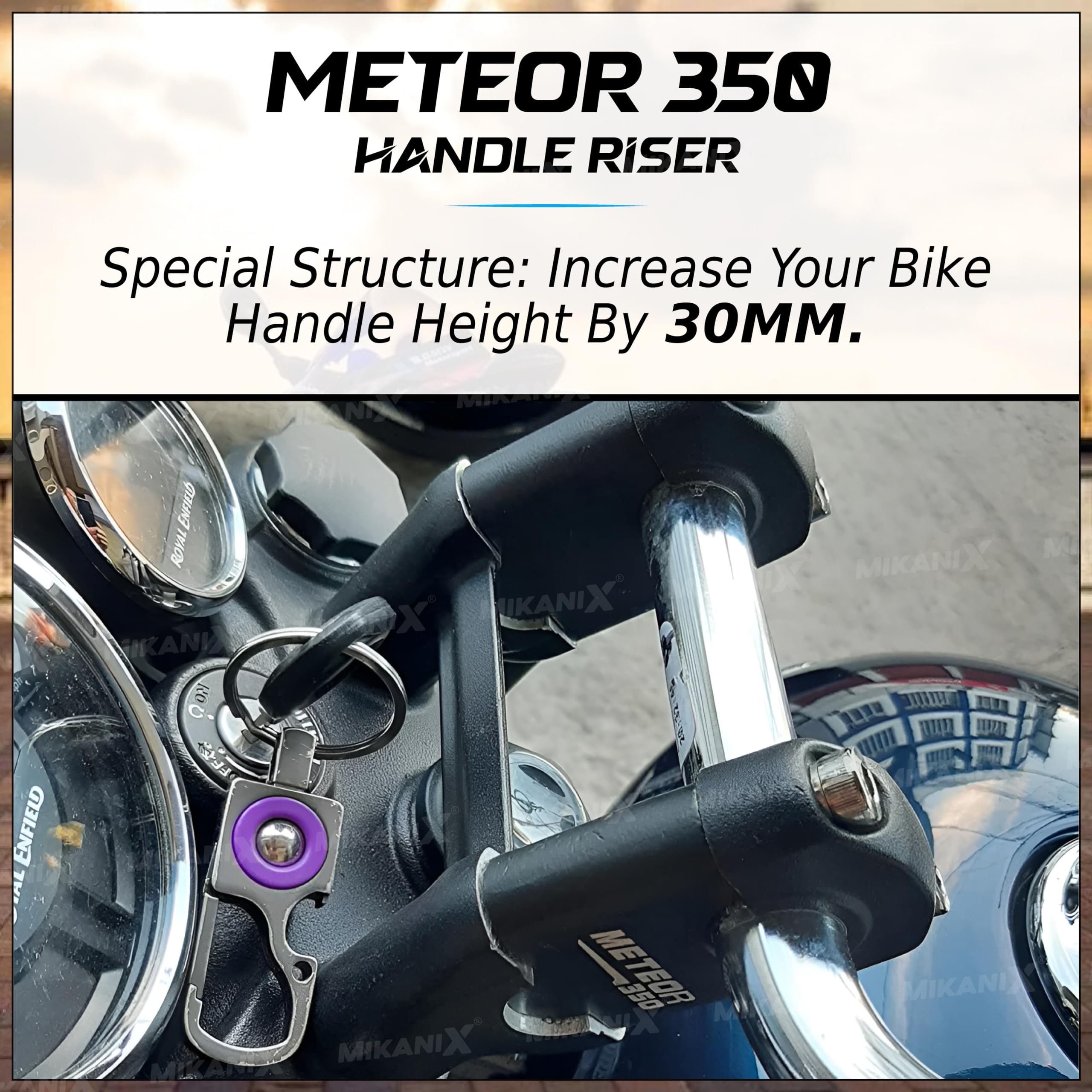OBEROI'S TRADERS Bike Handlebar Height Riser | Handle Height Raiser Clamp Compatible with Royal Enfield Meteor 350