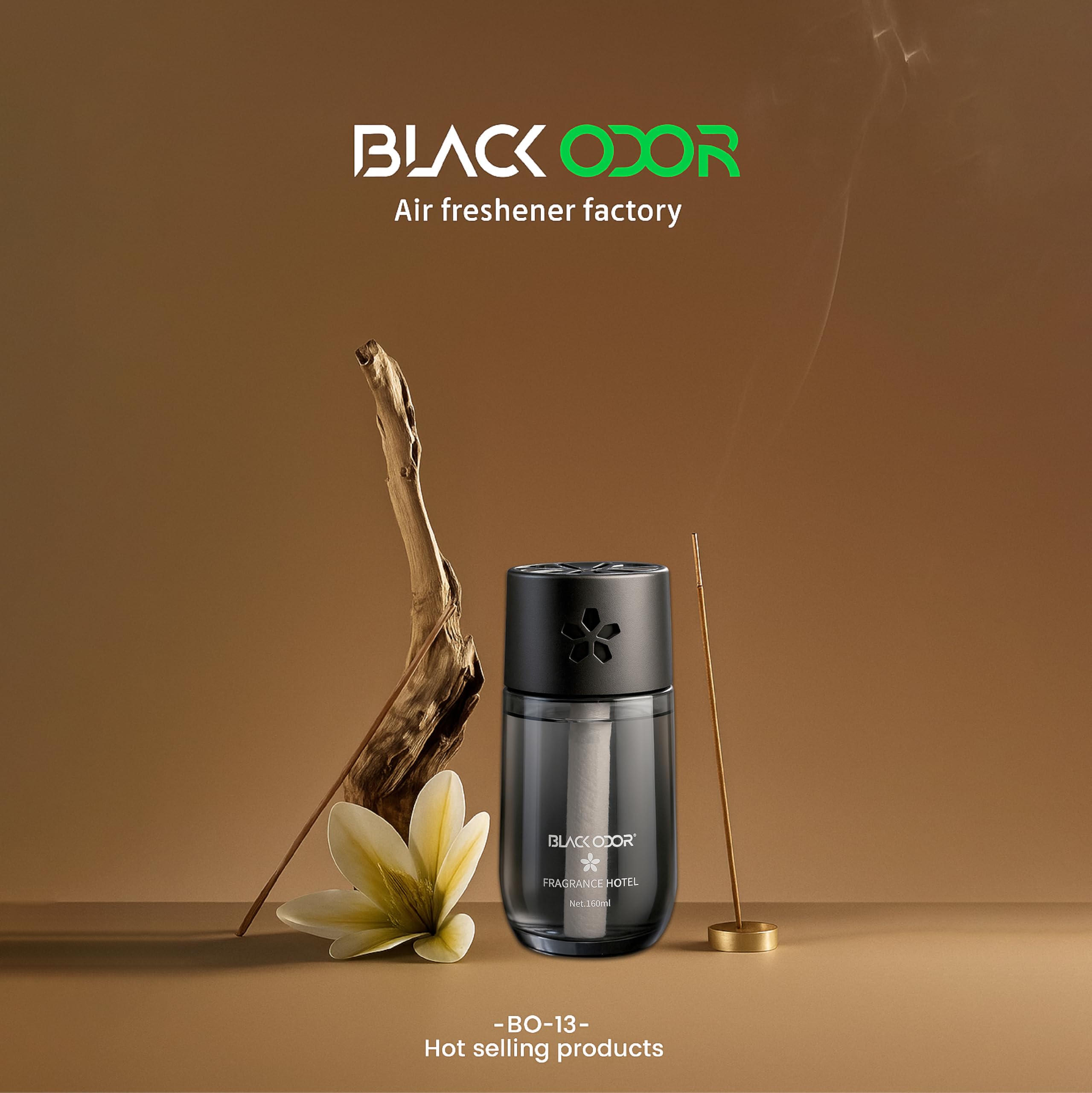 MIKANIX Black Odor Reed Diffuser 160ml | Luxury 5-Star Hotel Fragrance | Home, Bedroom & Car Air Freshener (BO-13)