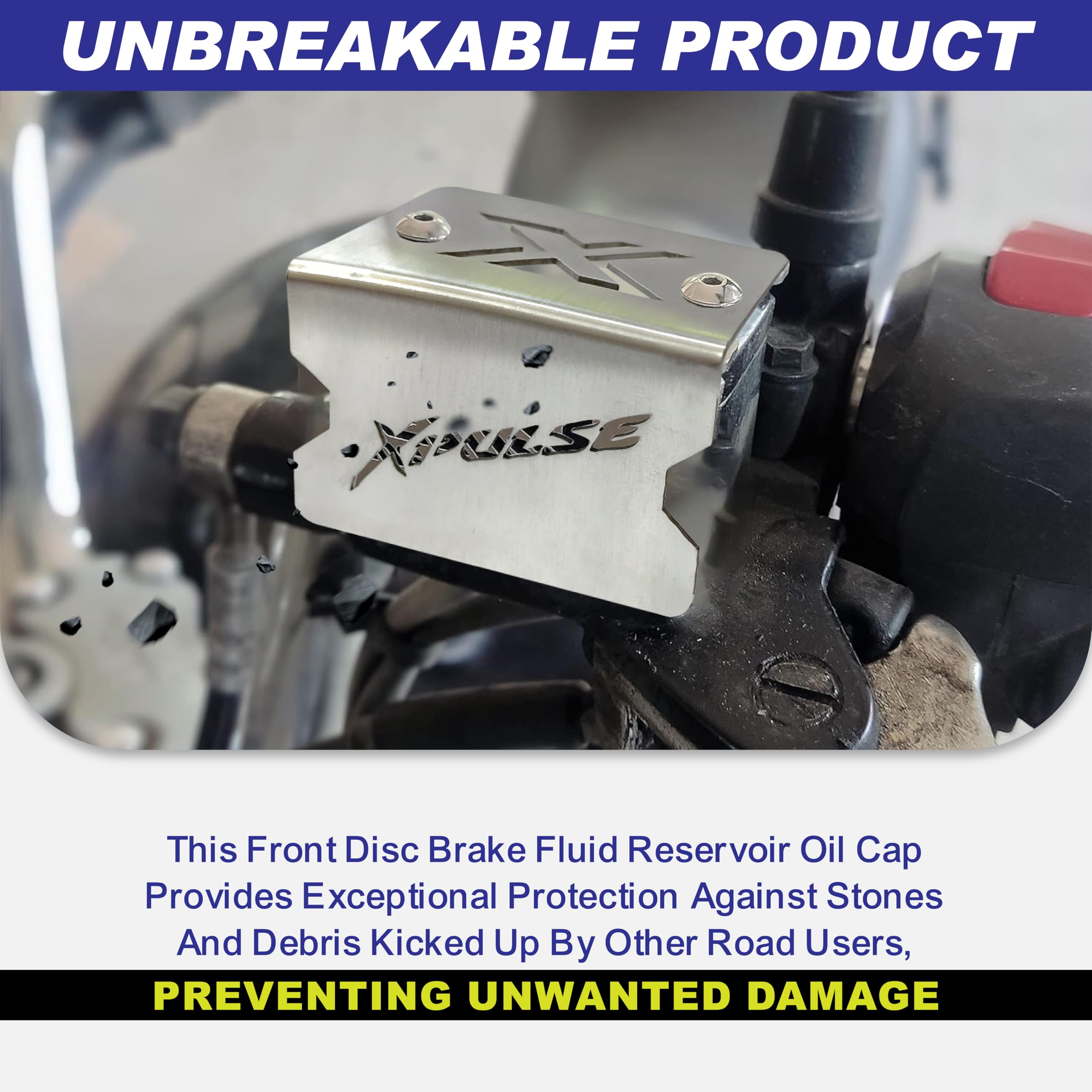 MIKANIX Xpulse 200 Bike Stainless Steel Front Disc Brake Fluid Reservoir Oil Cap Cover Protector Bike Crash Guard