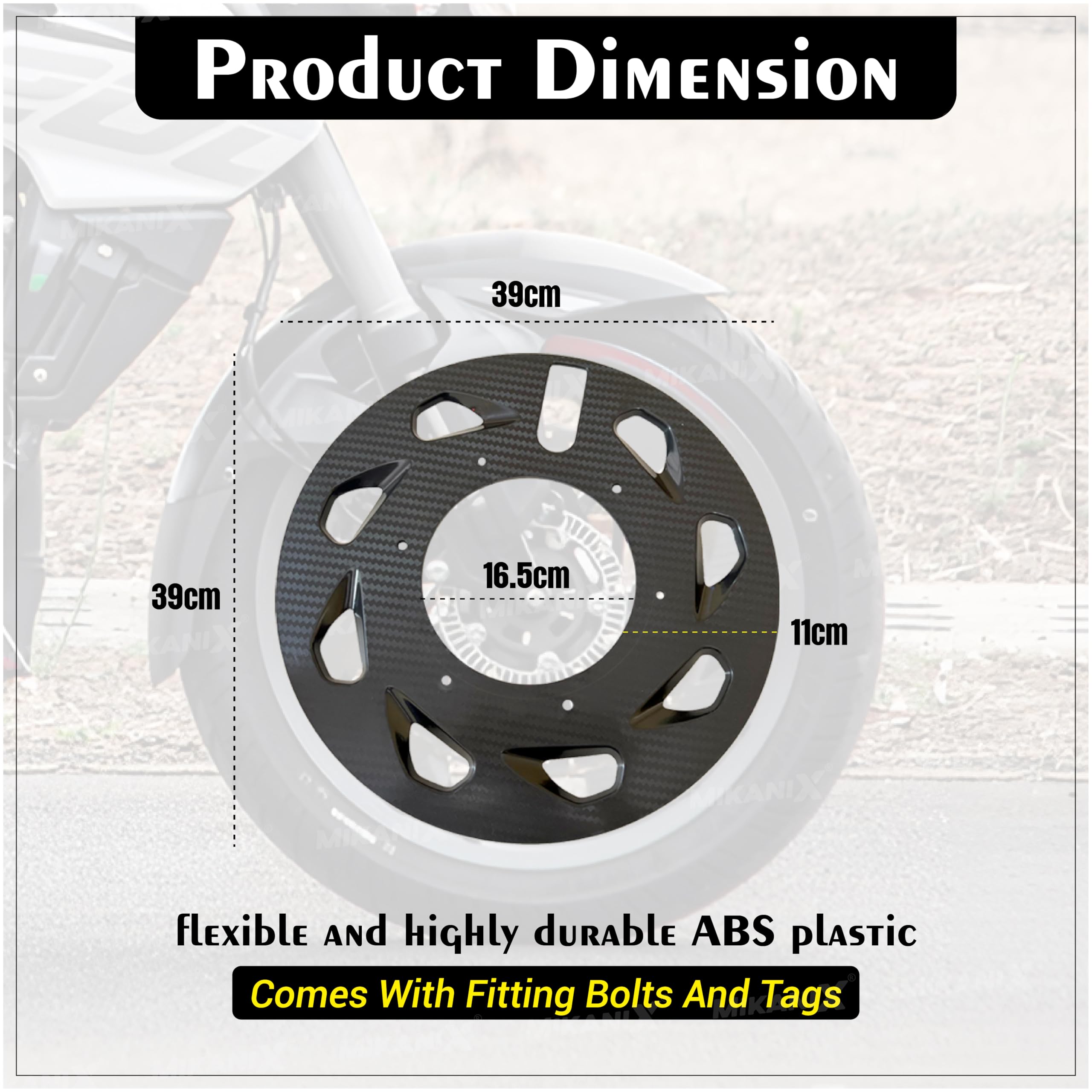 OBEROI'S TRADERS Carbon Finish Front/Rear Pro Disc Wheel Cover | Alloy Hubcap Cover 17 Inch Bike Fairing Kit Compatible with Bajaj Pulsar NS/RS All Bikes