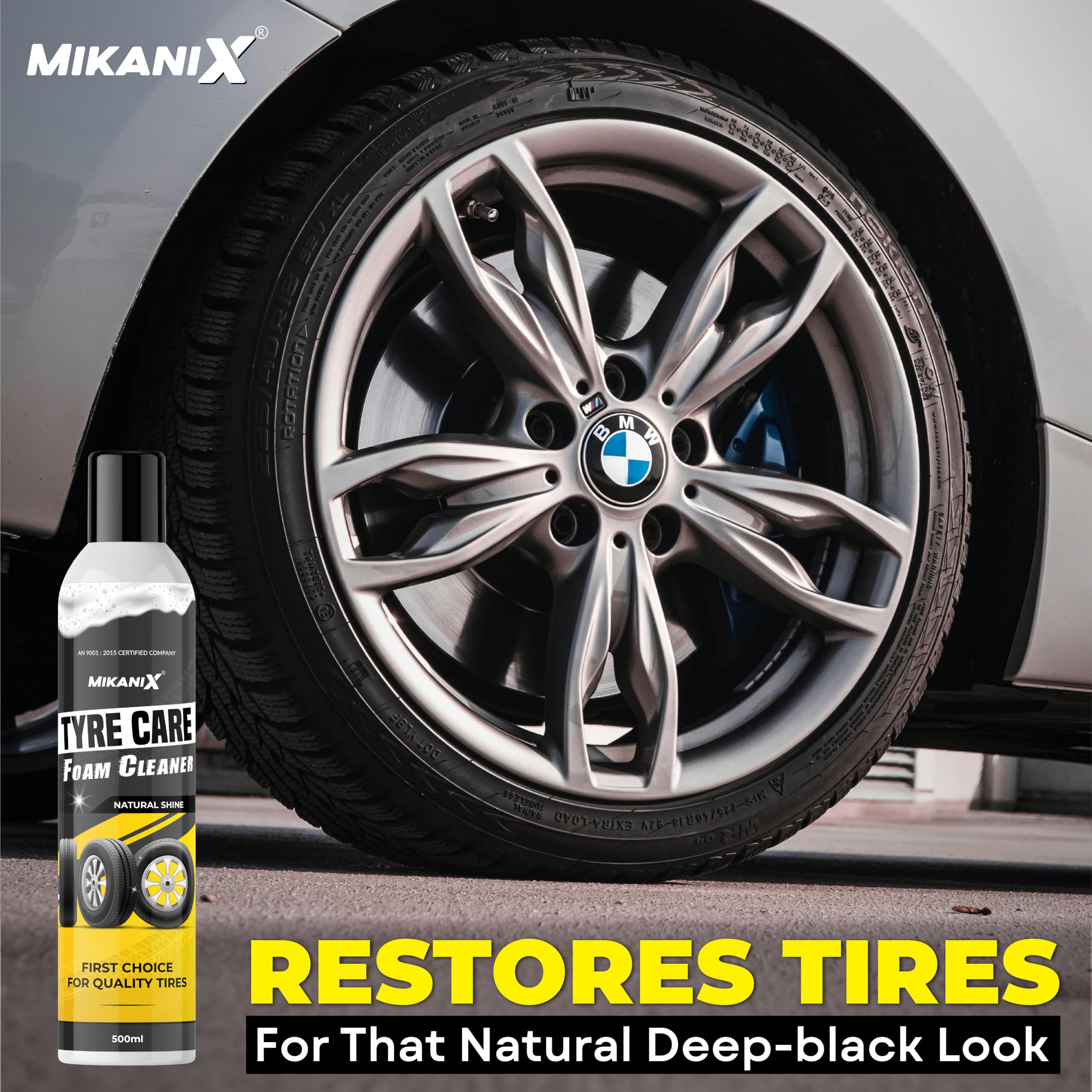 OBEROI'S TRADERS Car & Bike Rim | Tyre Foam Cleaner Spray with Microfiber Cloth to Cleans dirt, Restores shine and Prevents Fading and Cracks