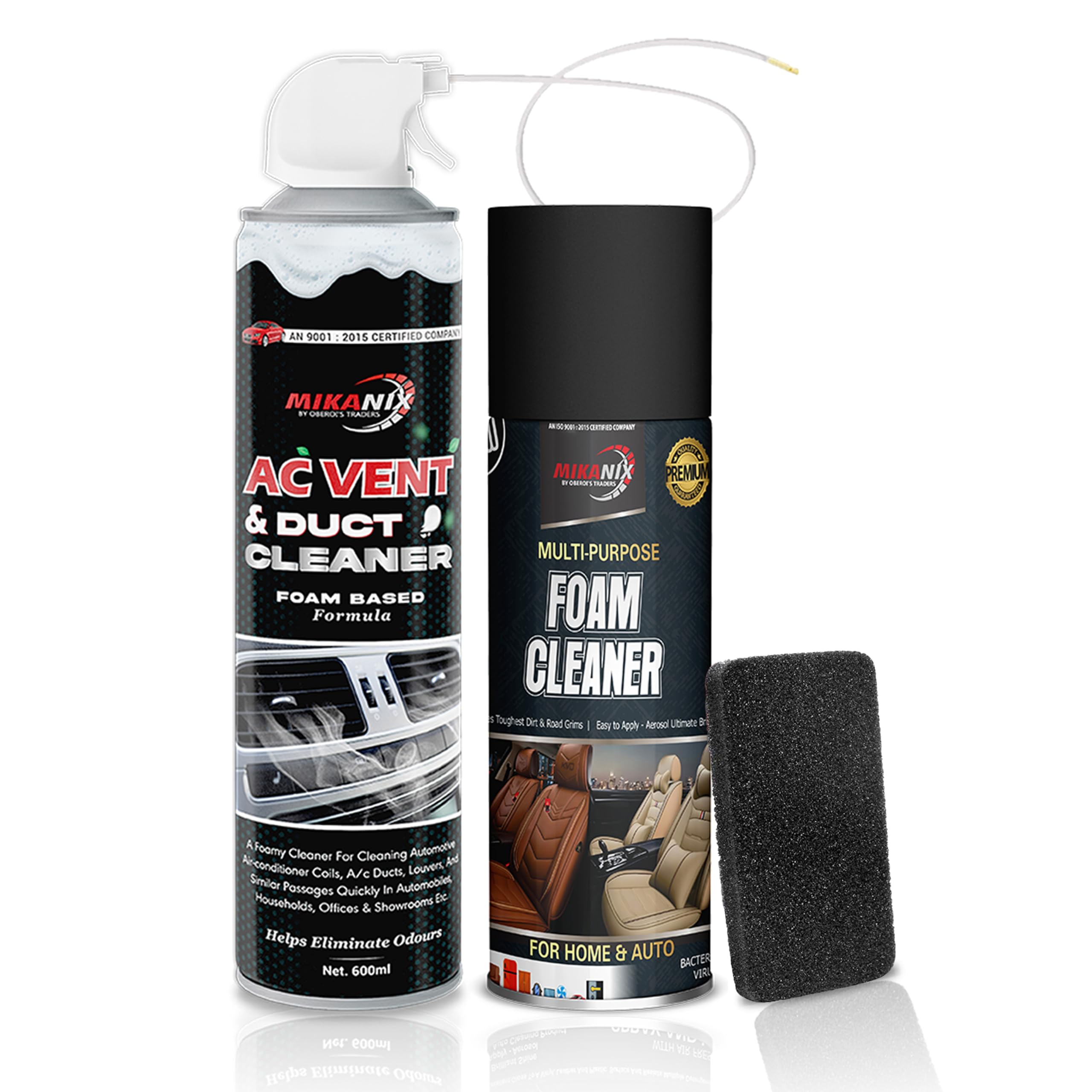 OBEROI'S TRADERS Combo Pack of Car AC Vent & Duct Cleaner Foam Spray + Dashboard Polish Foam Cleaner | For Car, Sofa, Seat & Home AC Interior Cleaning
