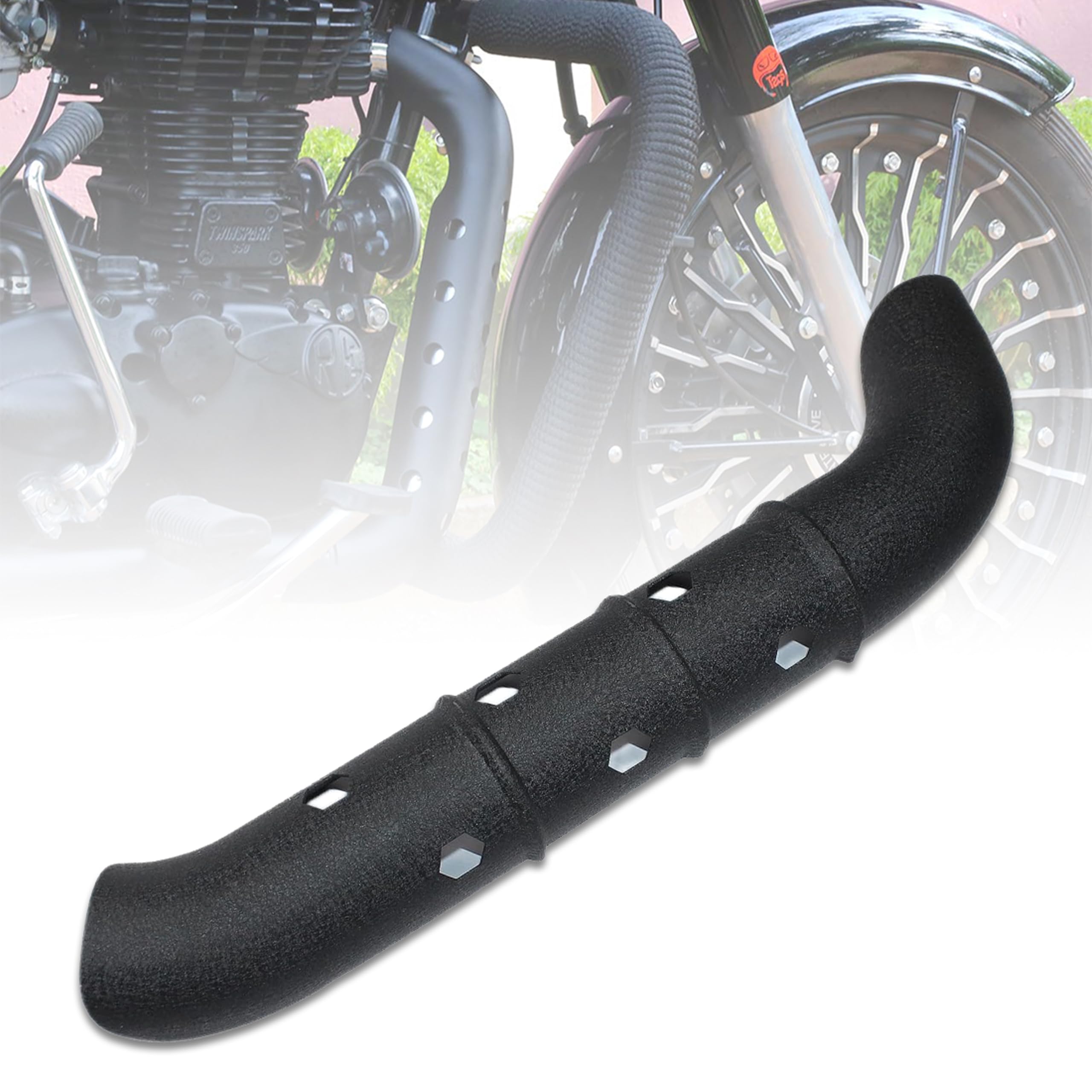 OBEROI'S TRADERS Bike Silencer Bend Pipe Heat Shield Protector/Cover Guard Anti-Corrosion Black Coated Compatible with Royal Enfield Classic Reborn 350 & Meteor 350