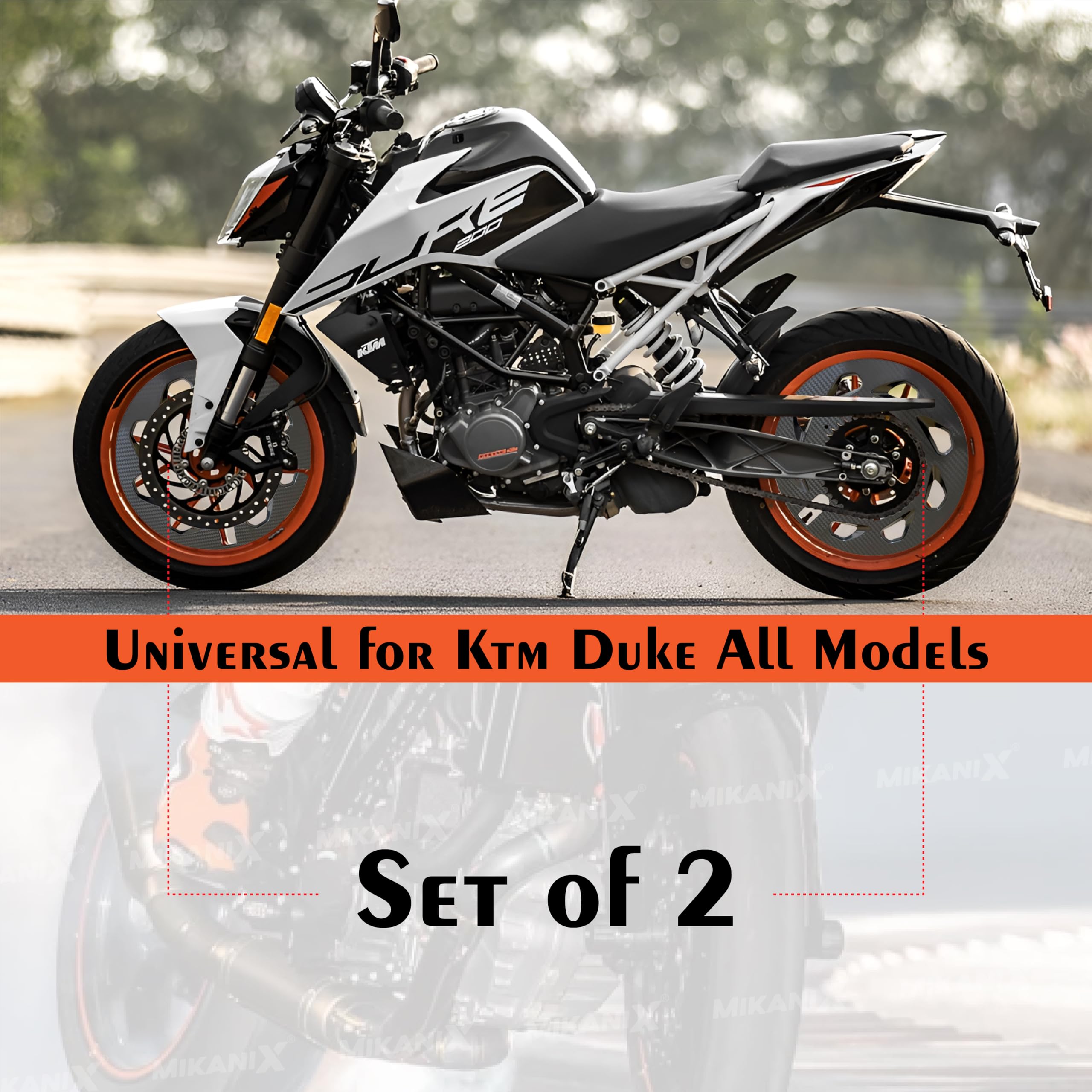 OBEROI'S TRADERS Carbon Finish Front | Rear Pro Disc Wheel Cover | Alloy Hubcap Cover 17 Inch Bike Fairing Kit Compatible with KTM Duke 125/200 / 250/390