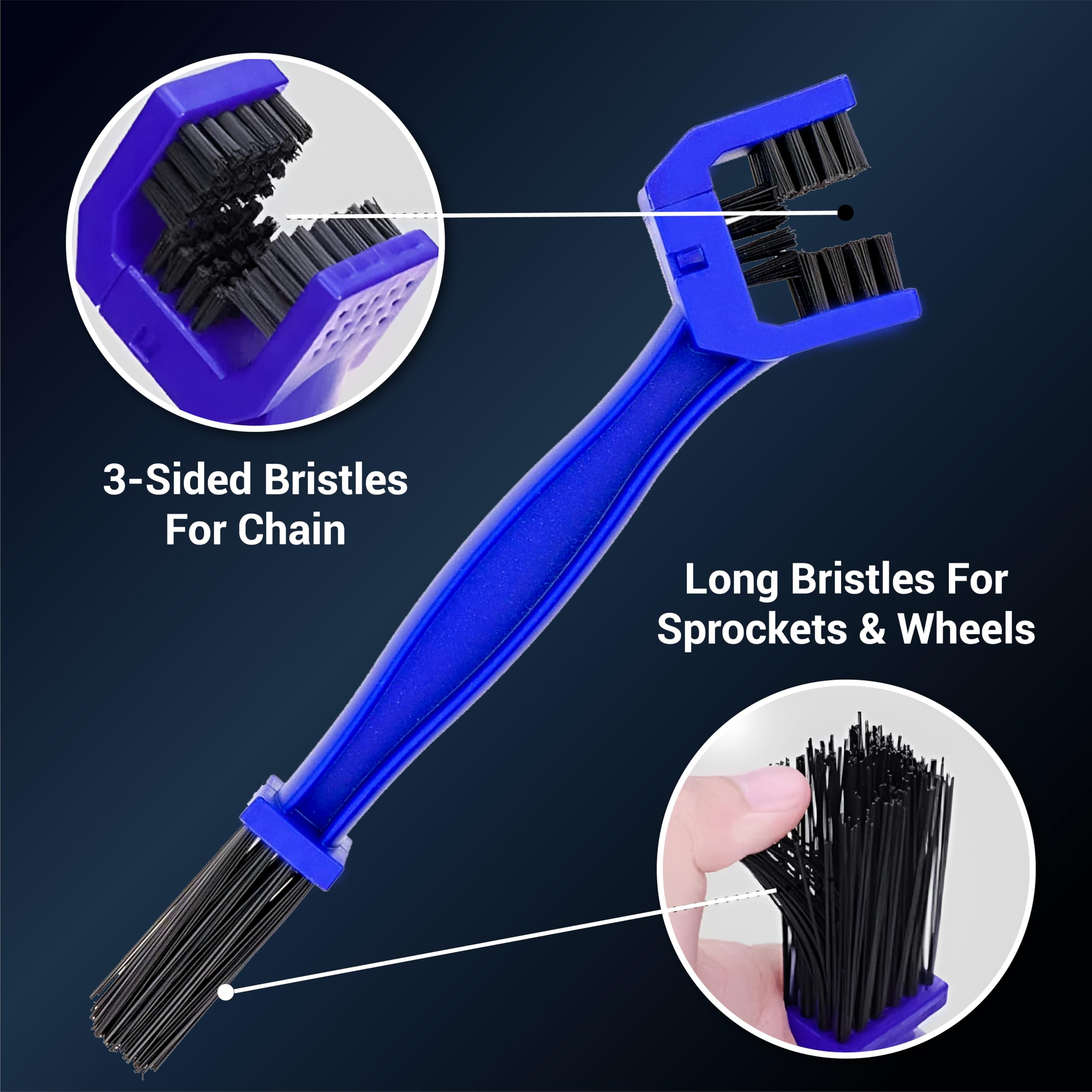 OBEROI'S TRADERS Bike Chain, Wheel and Rim Cleaning Brush Combo | Multi-Purpose Brushes for Motorcycle & Bicycle Maintenance Cleaning Tool