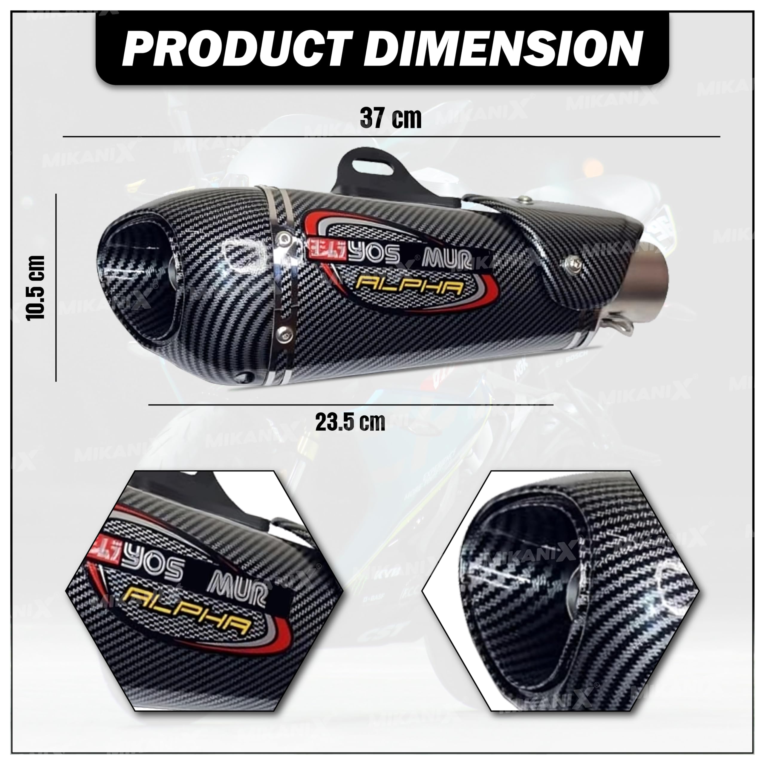Universal Alpha Racing Sports Silencer/Exhaust Muffler Pipe, Slip-on Exhaust System for Bike/Motorcycle