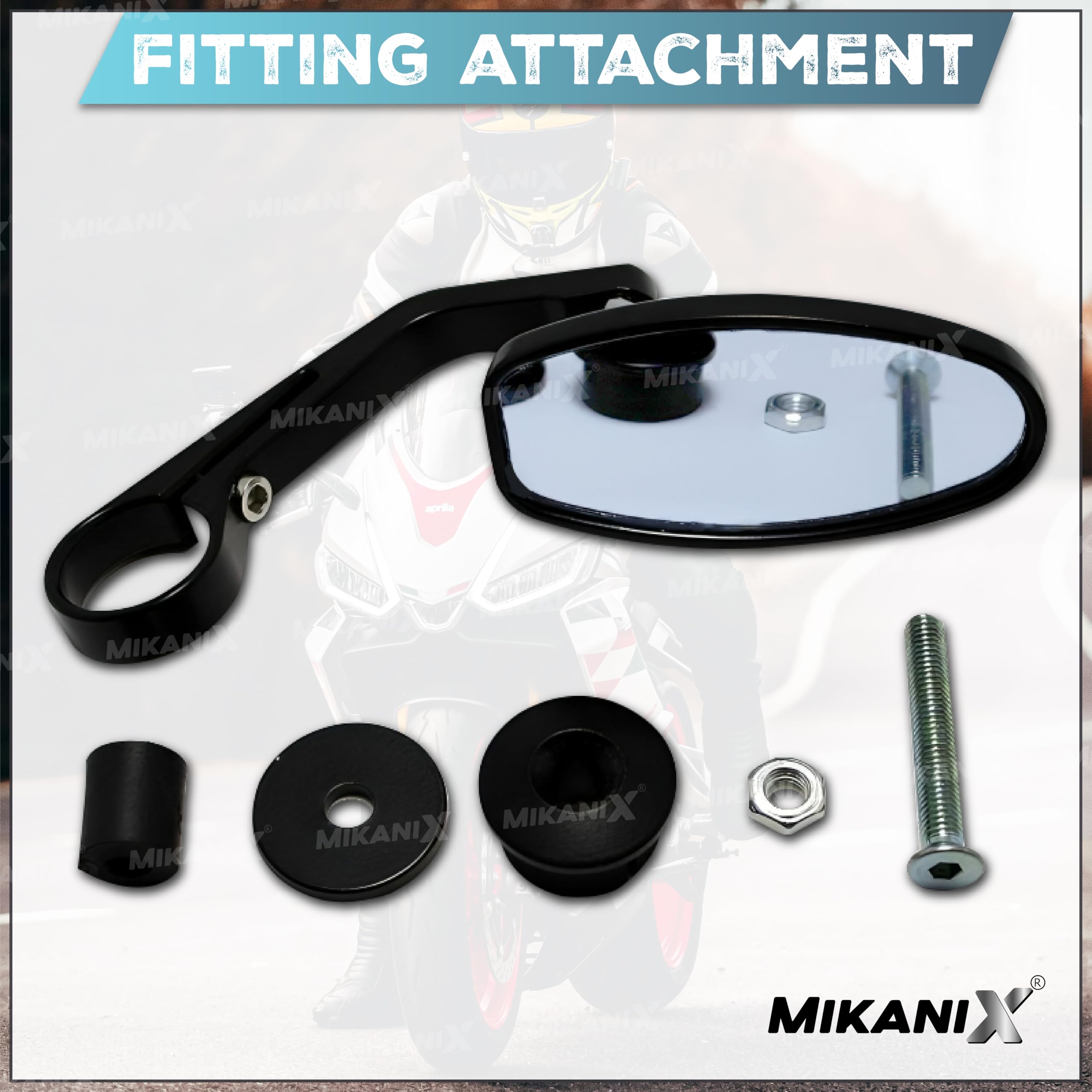 MIKANIX Universal and Adjustable Handlebar Rear View Mirror for Bikes and Motorcycles