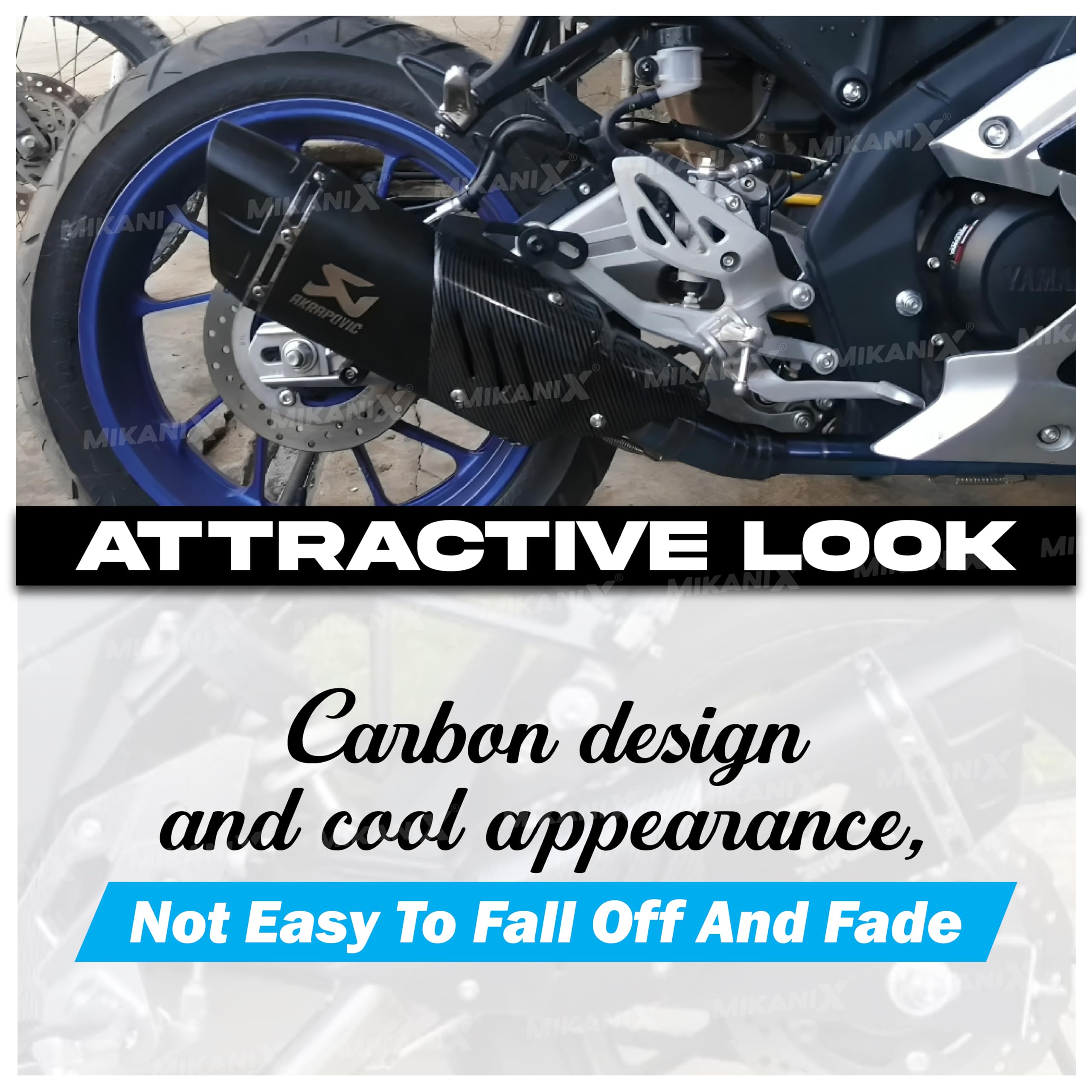 Mikanix Universal Akrapovic Racing Sports Silencer/Exhaust Muffler Pipe with Carbon Fiber Plate Slip-on Exhaust System for Motorcycle and Scooties