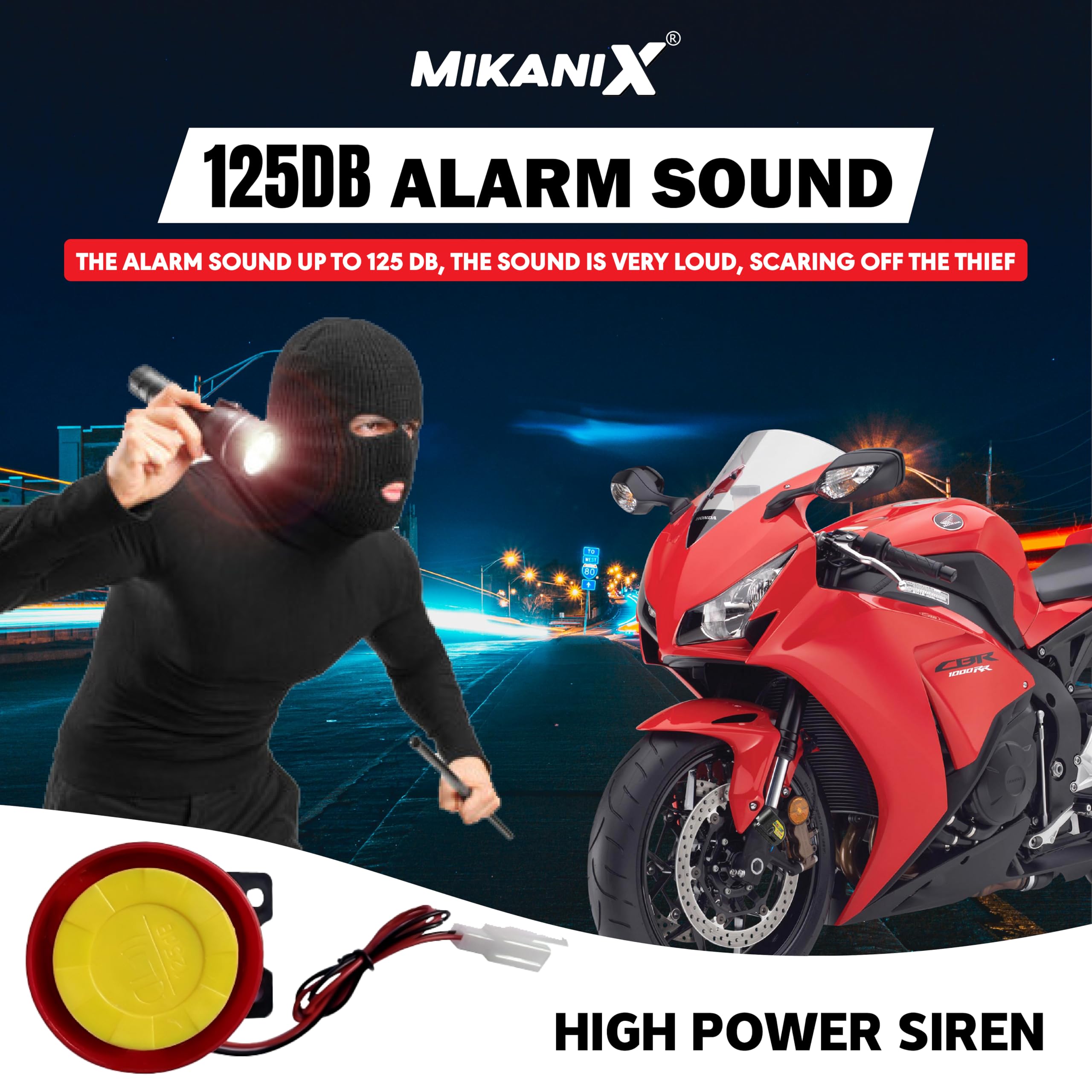 OBEROI'S TRADERS Anti Theft Motorcycle Security Alarm System with 2 Remotes for Bike Scooter Protection Engine Start