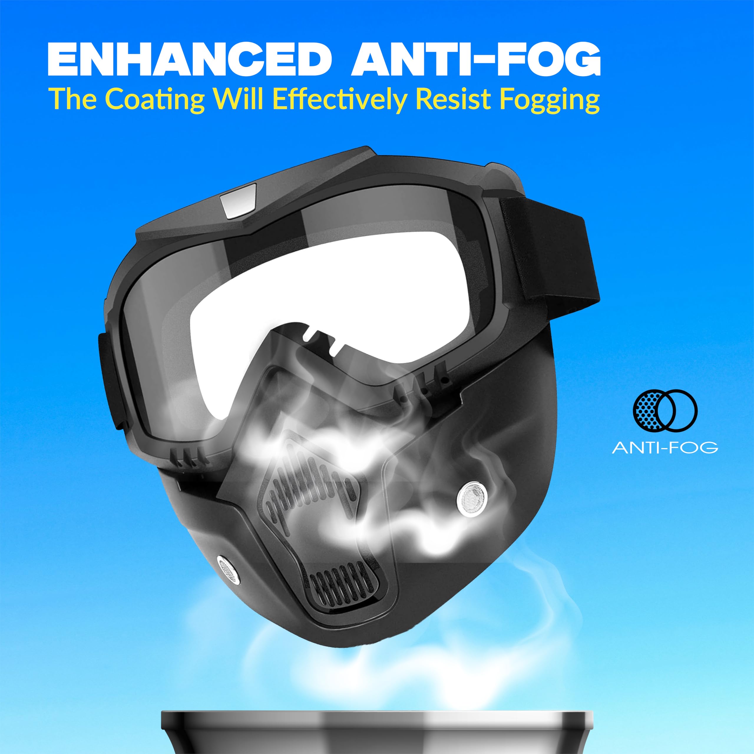 MIKANIX Bike Riding Goggle Mask Anti Scratch UV Protective Face & Eyewear Windproof Dirt Shield With Detachable Mouth Filter For Cycling, Bike Off Road Racing