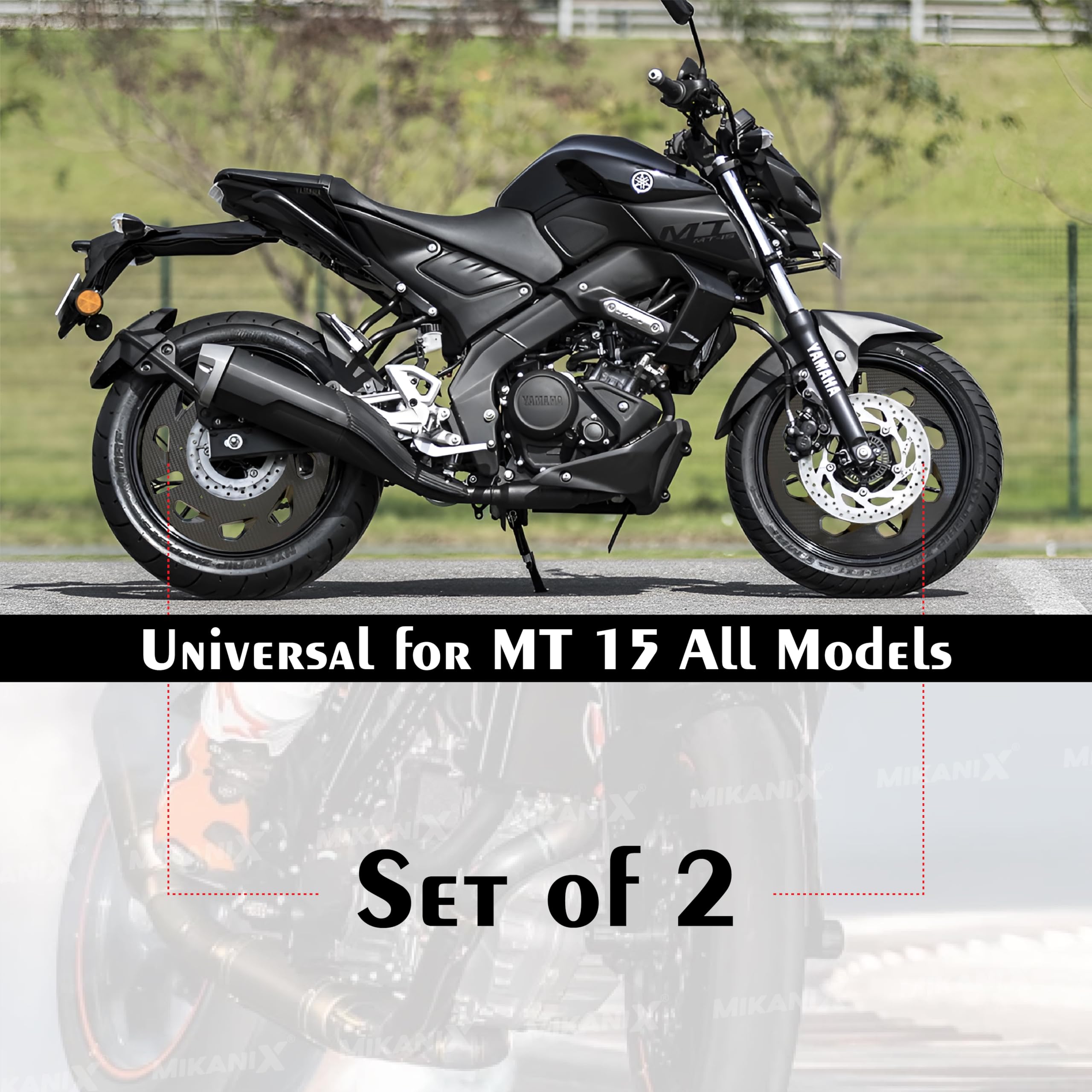 OBEROI'S TRADERS Carbon Finish Front/Rear Pro Disc Wheel Cover | Alloy Hubcap Cover 17 Inch Bike Fairing Kit Compatible with Yamaha MT 15 V2