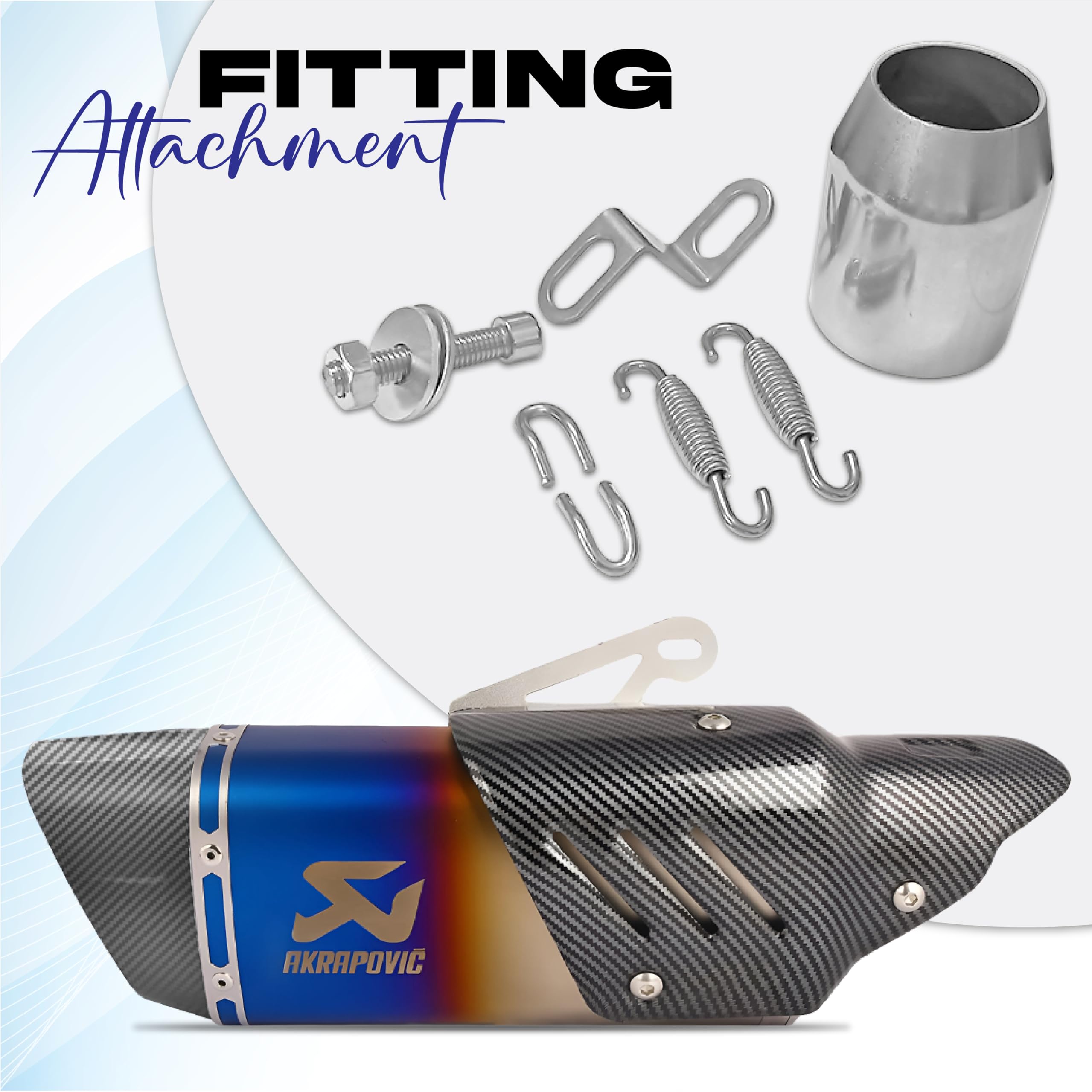 Mikanix Universal Akrapovic Racing Sports Silencer/Exhaust Muffler Pipe with Carbon Fiber Plate Slip-on Exhaust System for Motorcycle and Scooties