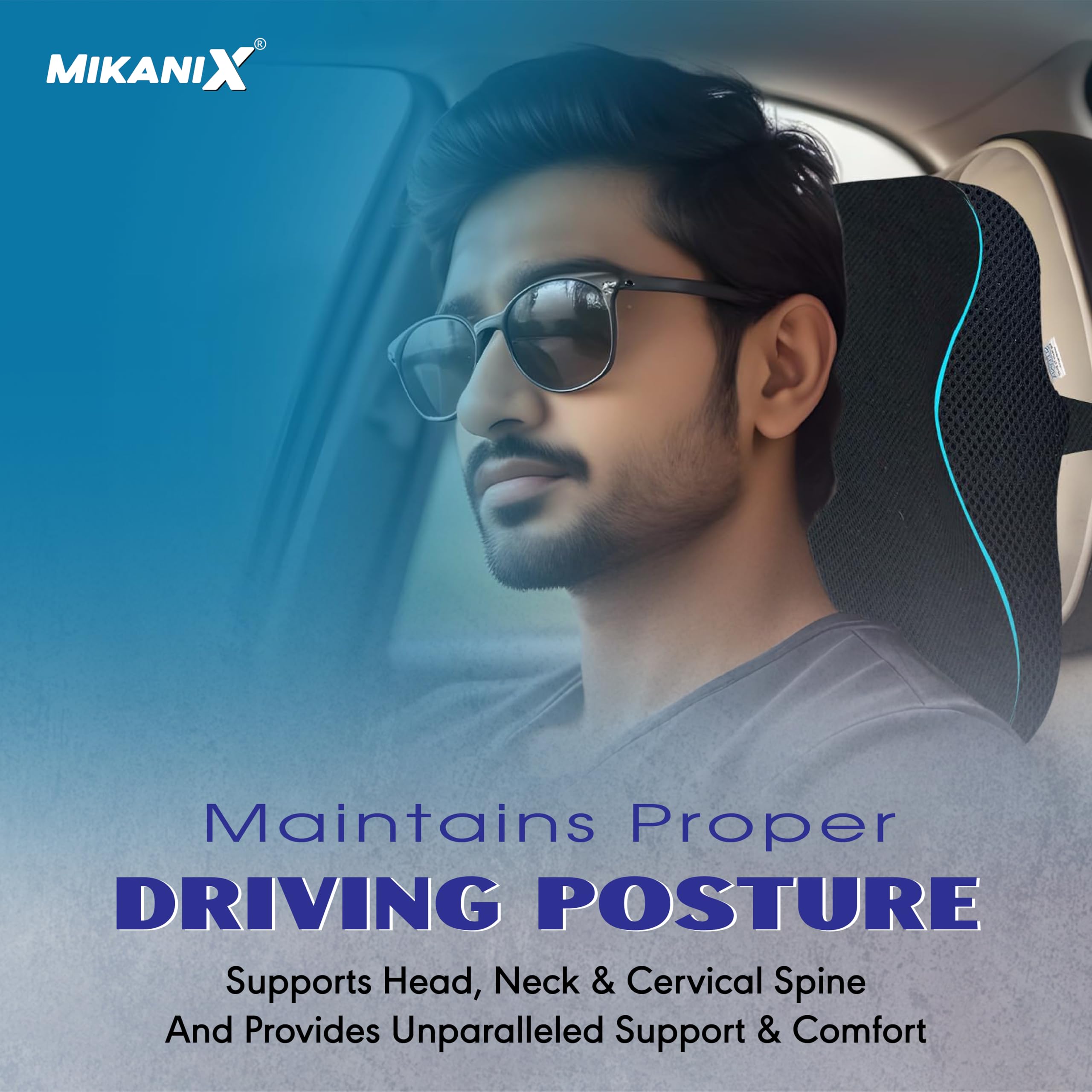 OBEROI'S TRADERS Car Neck Rest Pillow | Seat Cushion | 2 Years Warranty | Ultra Soft Memory Foam for Neck and Cervical Support to Relief Neck Pain & Reduced Tension (Mash Black (Pack of 1))