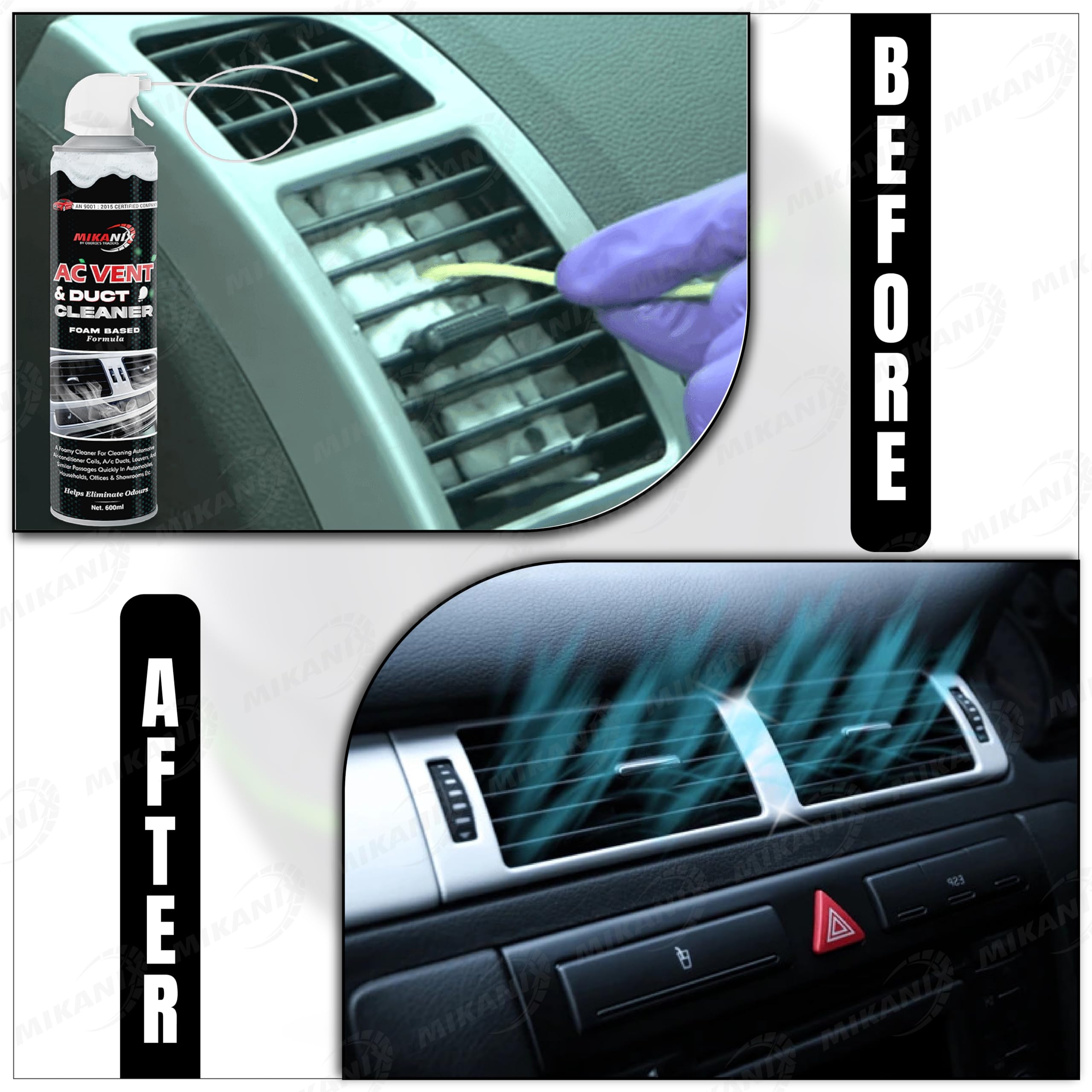 OBEROI'S TRADERS Combo Pack of Car AC Vent & Duct Cleaner Foam Spray + Dashboard Polish Foam Cleaner | For Car, Sofa, Seat & Home AC Interior Cleaning