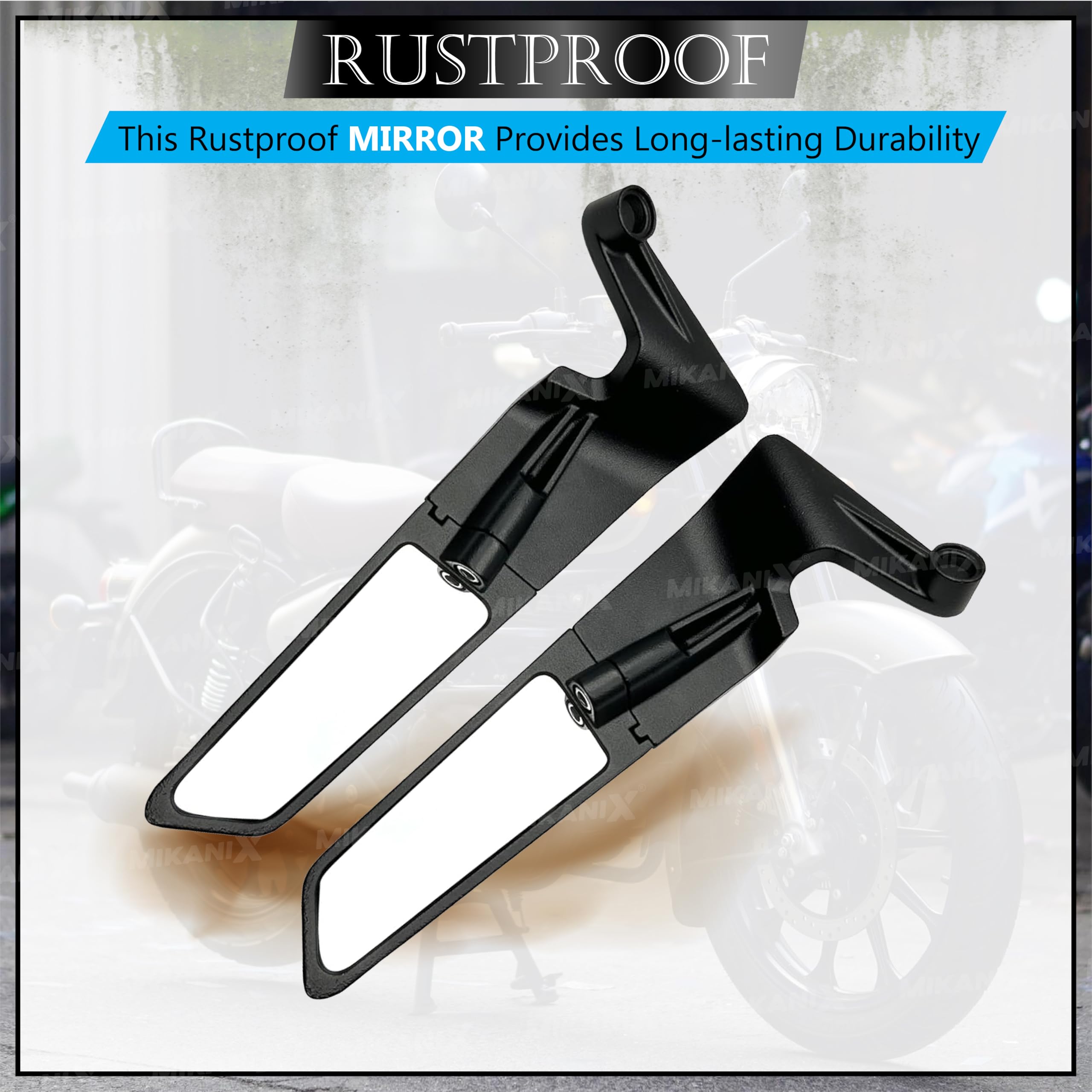 MIKANIX Bike Rear View Side Handle Bar Mirror | York Nut Fitting | Stealth Convex Glass for KTM Duke 125 | 200 | 250 | 390
