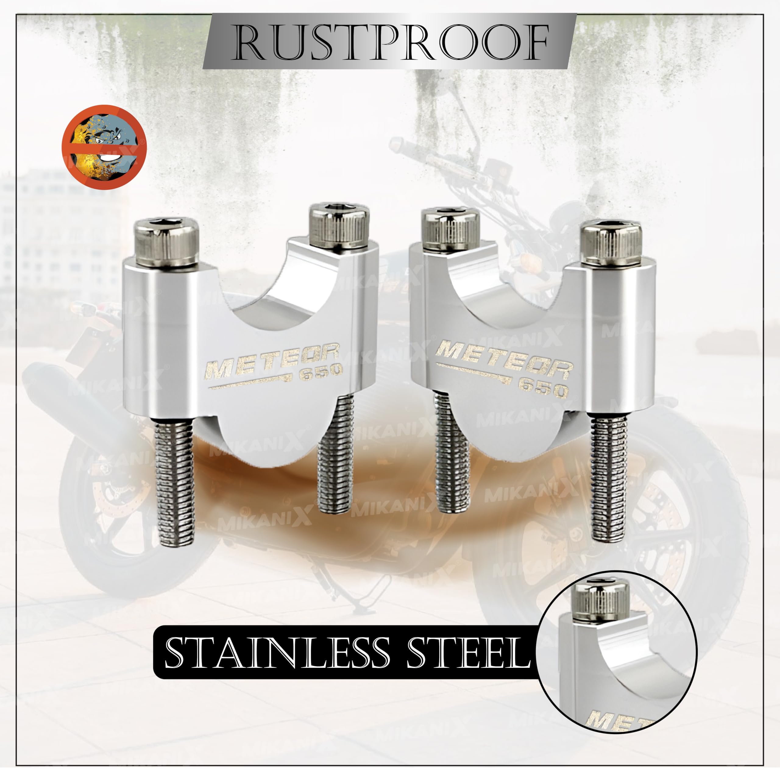 OBEROI'S TRADERS Bike Handle Bar Riser, Handle Height Raiser Clamp Kit, Compatible with RE Super Meteor 650 (Silver)