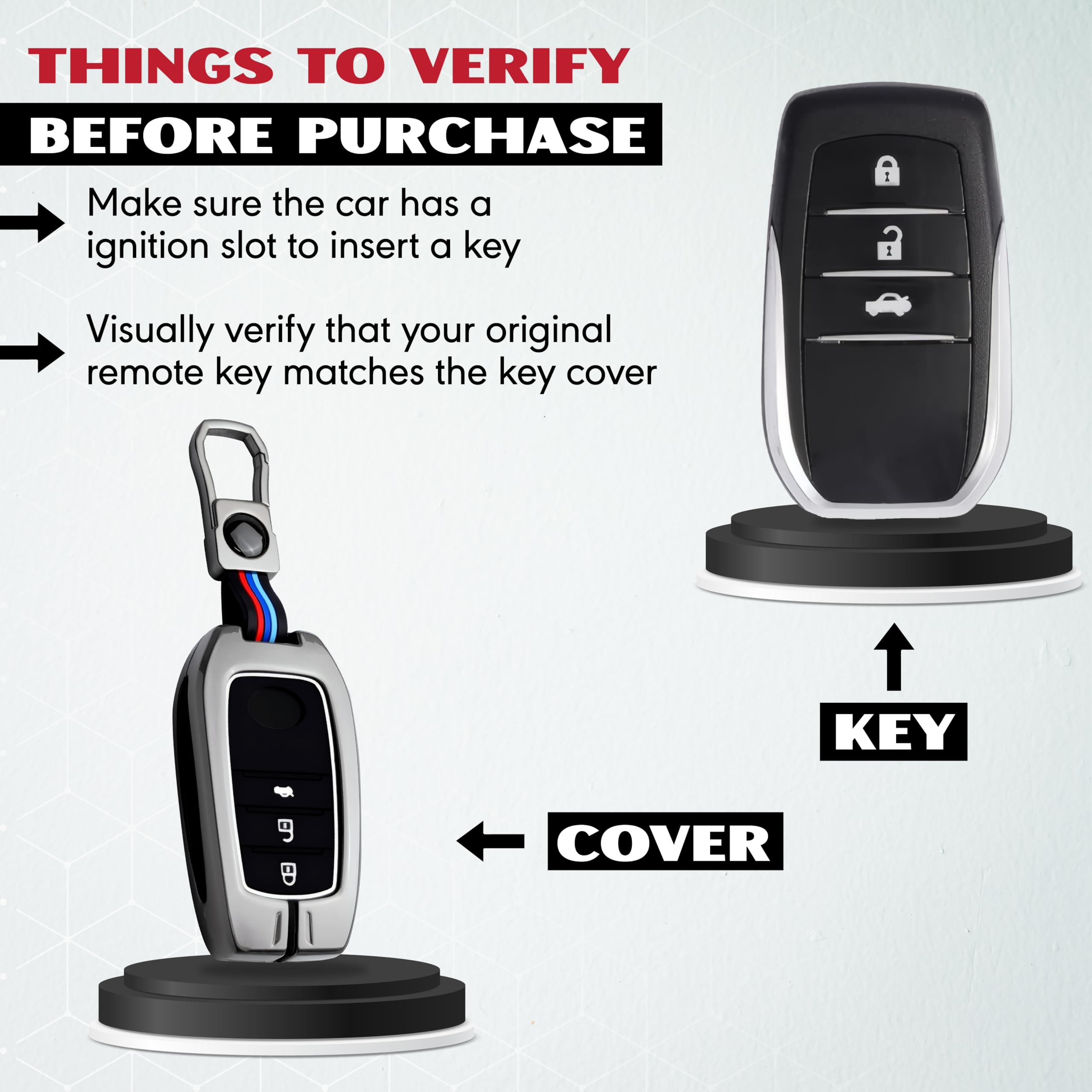 MIKANIX Premium Metal Car Key Cover | Zinc Alloy Smart Key Case | Silicone Protective Key Shell | Stylish Sporty Design | Universal Car Key Protection Cover for Smart Remote Key