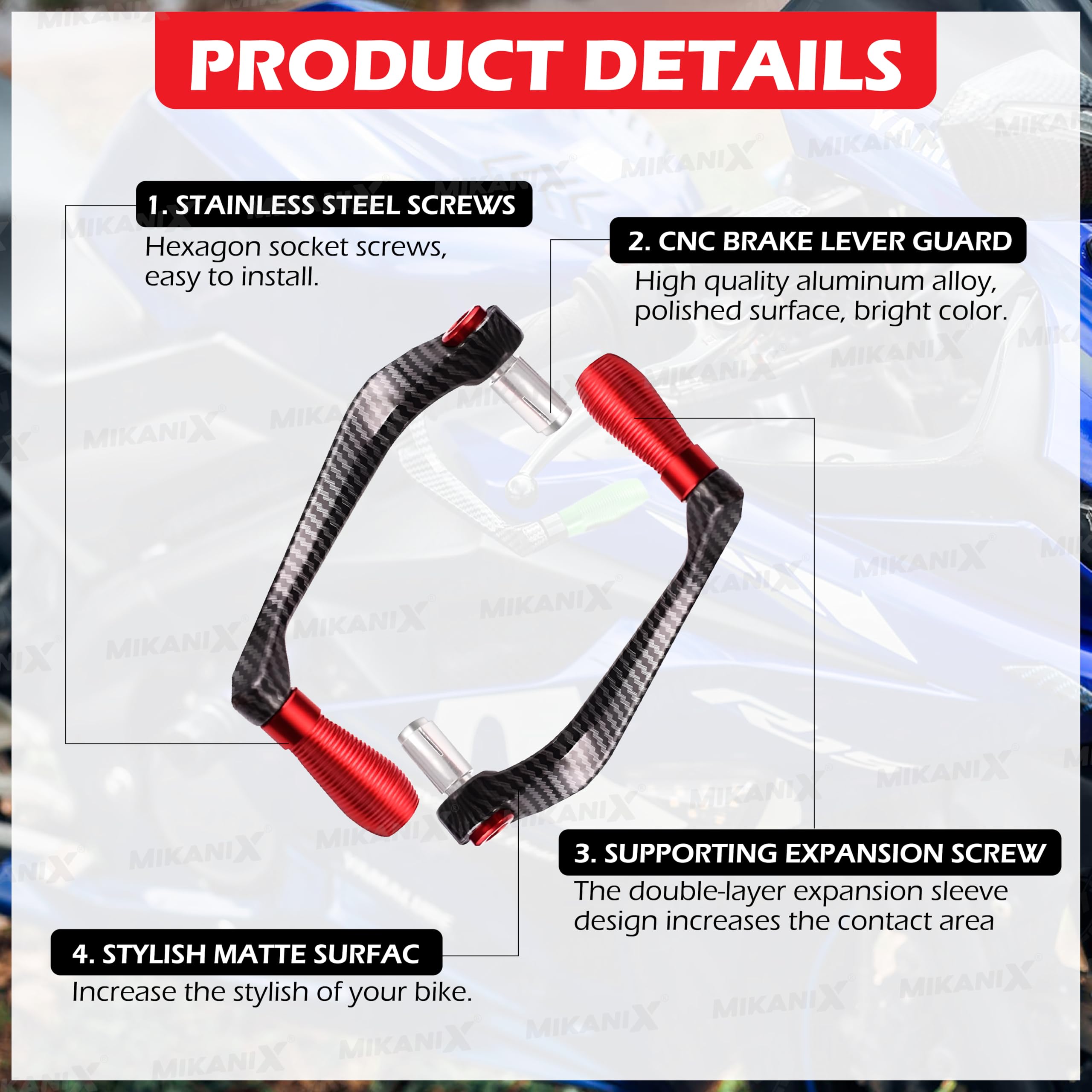 OBEROI'S TRADERS Carbon Finish CNC Aluminum Universal Motorcycle Lever Guard | Handle Bar End Brake Clutch Lever Protective Guards | Hand Guards for All Bikes