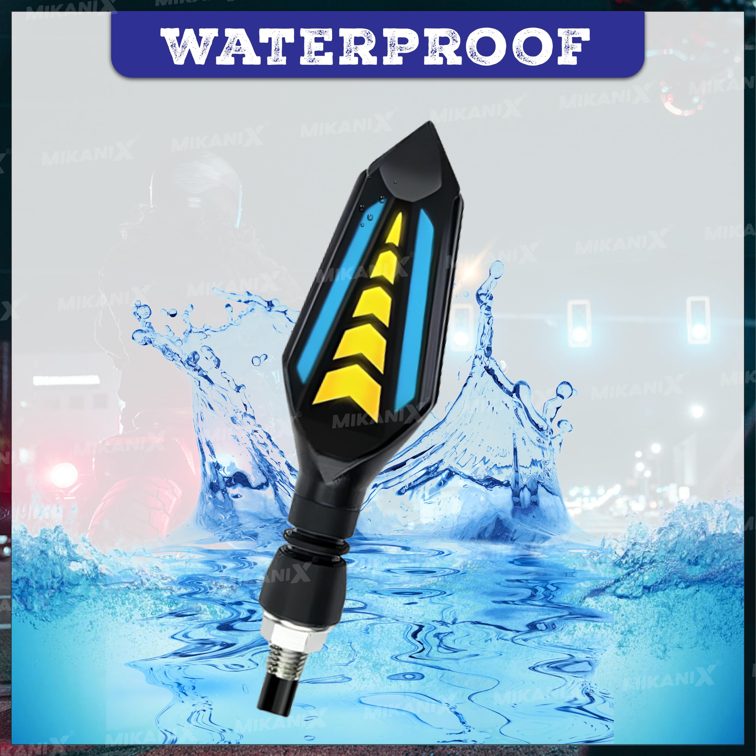 MIKANIX R15 V3 / V4 & M Yellow/Blue LED Running Light DRL Bike Turn Signal Indicator Lamp Universal for Motorbikes