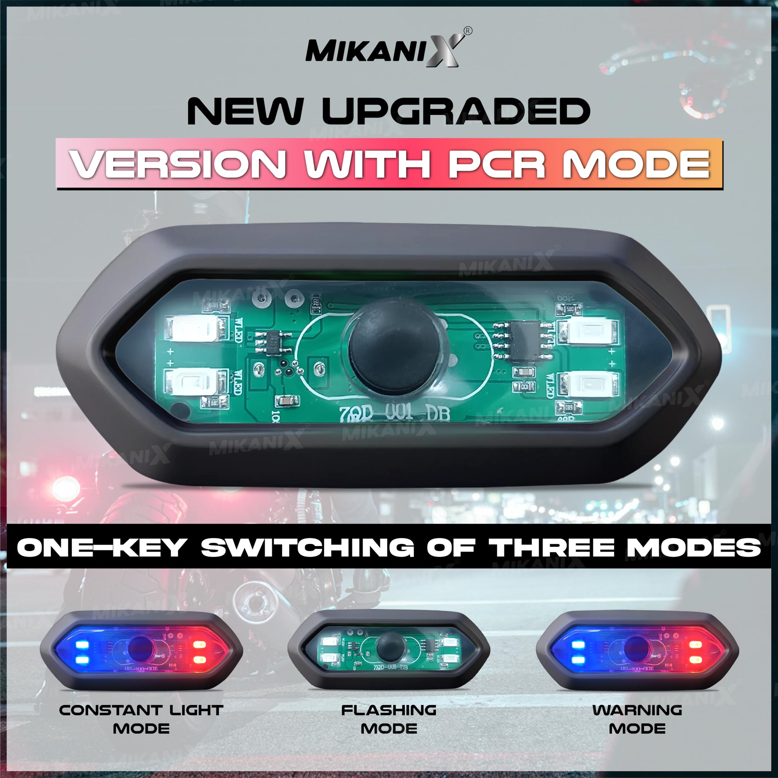 OBEROI'S TRADERS ABS Universal Helmet LED PCR Light with 3 Modes of Flashing | Blinking Strobe Rear Warning Red Safety Night Riding Light USB Charging Cable, Battery Powered