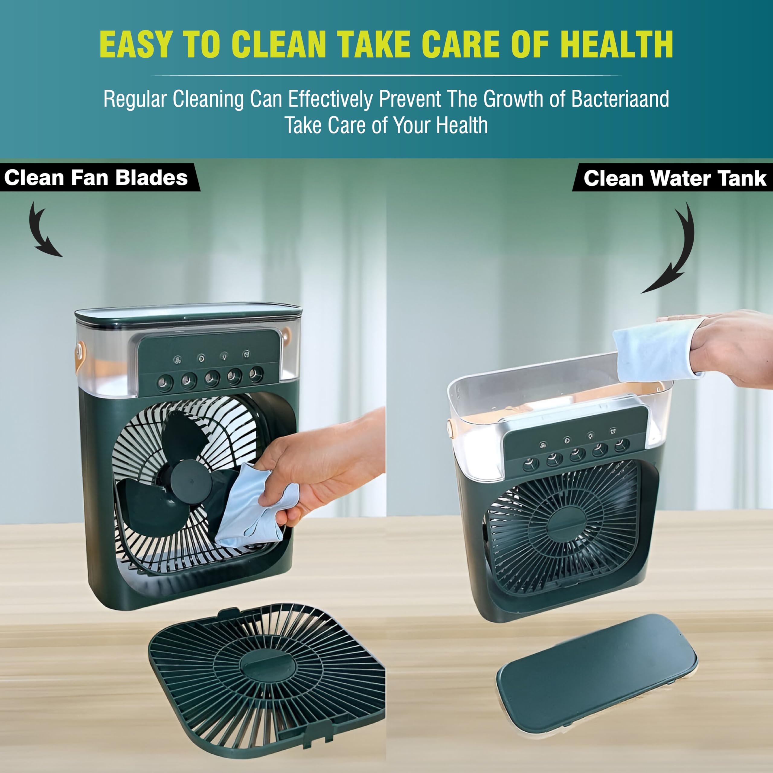 OBEROI'S TRADERS 1 YEAR REPLACEMENT WARRANTY Mini Cooler Fan for Room, Kitchen, Home & Office Desk | USB Cable, 3 Wind Speed Mode With Cooling Misting Fan